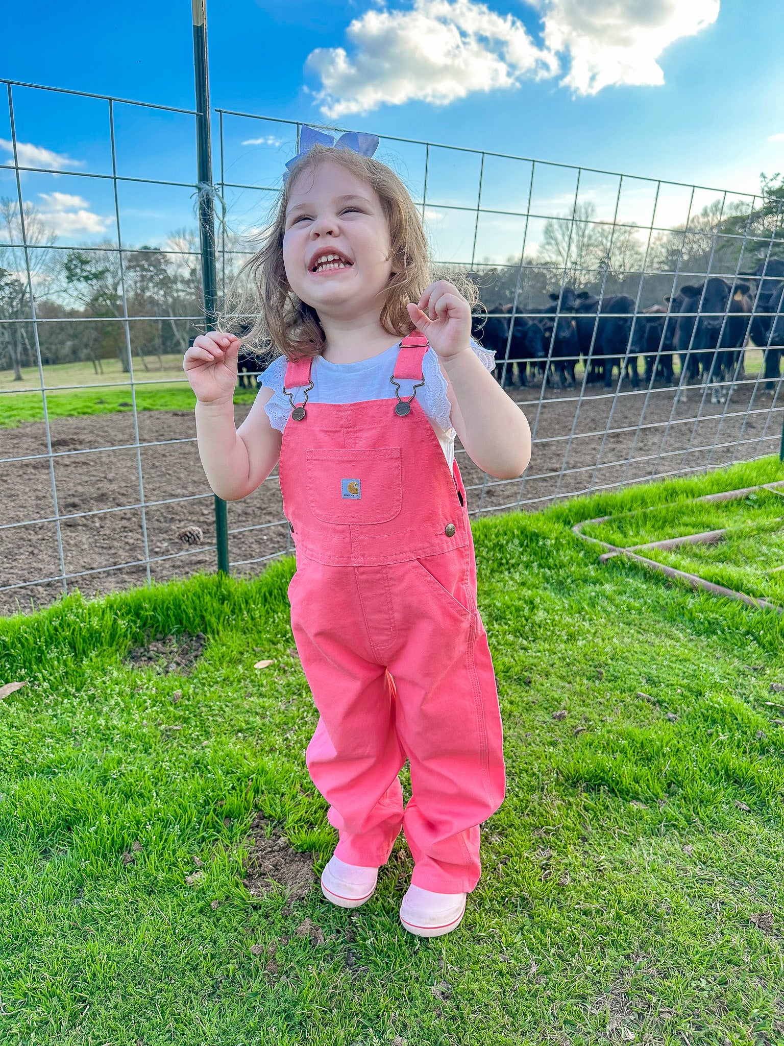 Carhartt Infant & Toddler Loose Fit Canvas Bib Overalls in Pink - Image 2