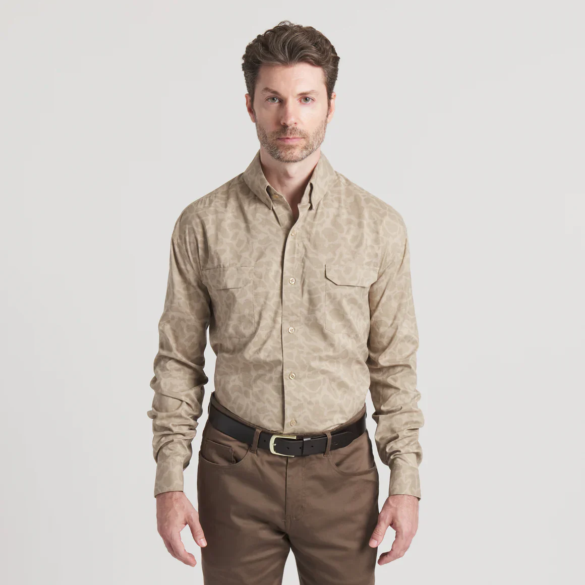 Men's Southern Marsh Merida Mar Camo Performance Shirt in Burnt Taupe - Image 2