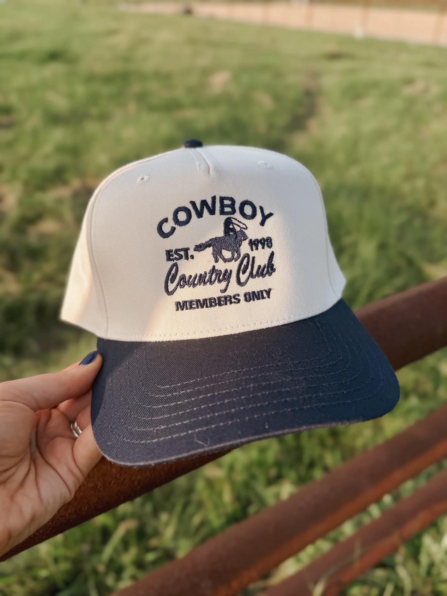 Cowboy Country Club Navy & Cream Trucker Hat - Image 10