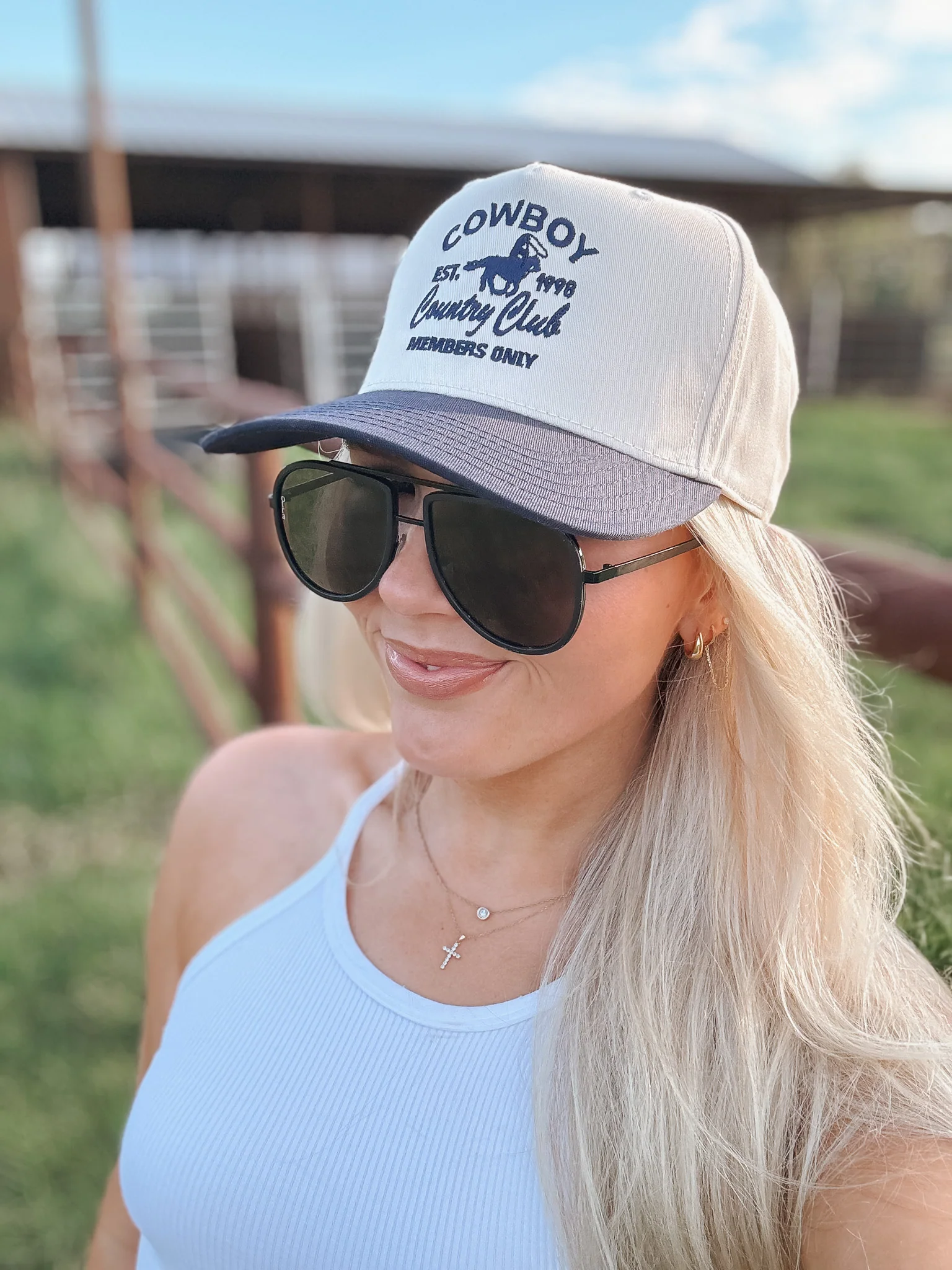 Cowboy Country Club Navy & Cream Trucker Hat - Image 6