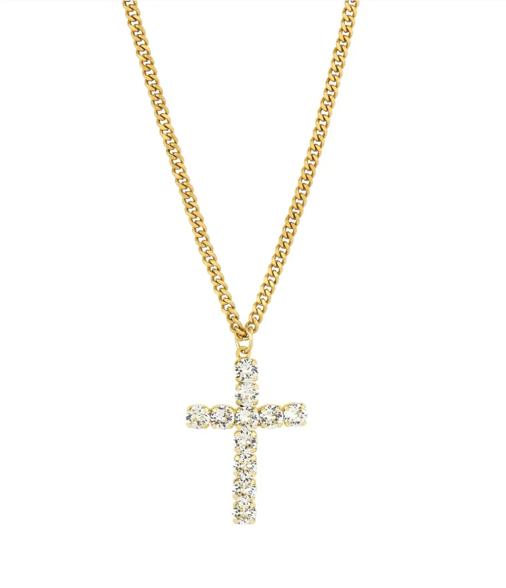 Cross Necklace In Clear - Image 2
