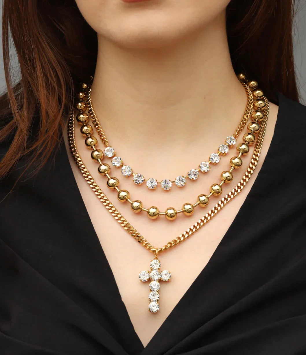 Cross Necklace In Clear - Image 3