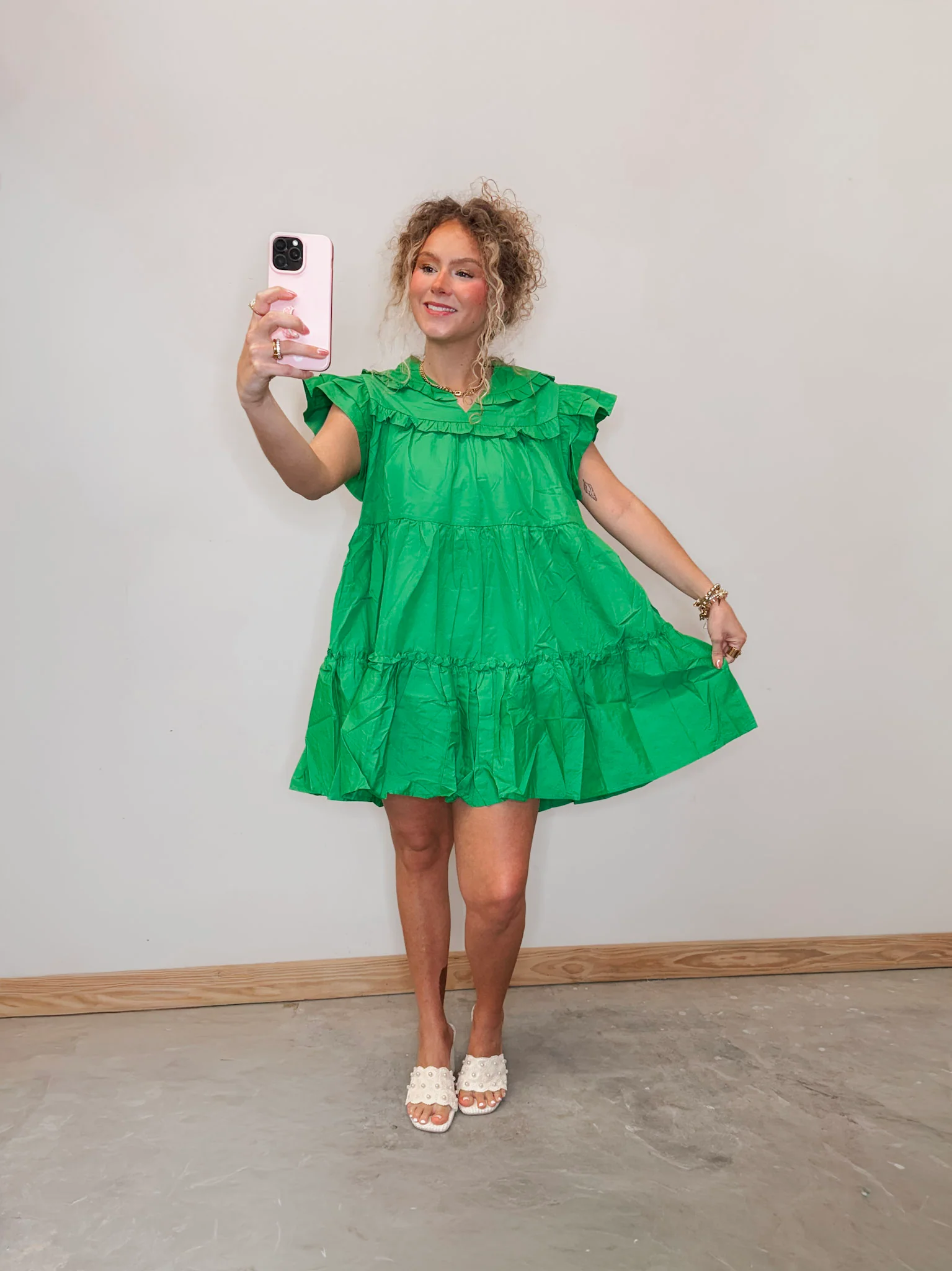 Subtle Sweetness Dress in Kelly Green - Image 3