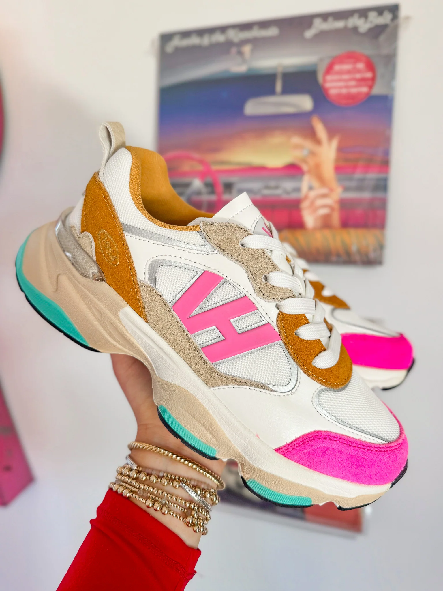 Vintage Havana Dash 5 in Mustard/Neon Pink Sneakers - Image 4