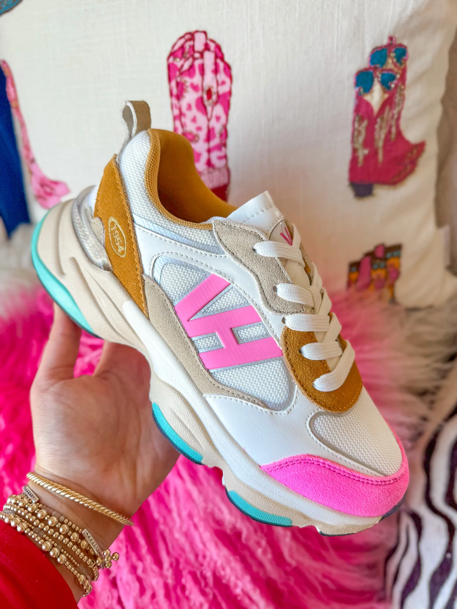 Vintage Havana Dash 5 in Mustard/Neon Pink Sneakers - Image 5