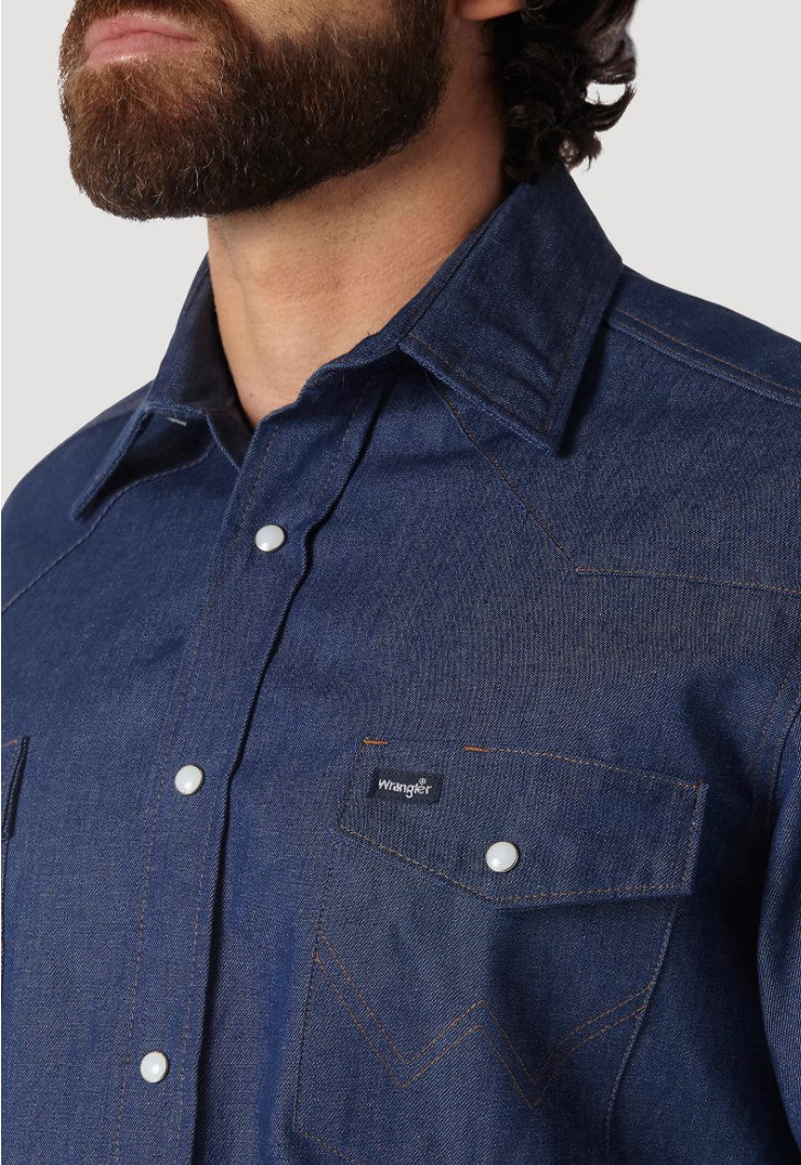 Men's Wrangler Cowboy Cut Rigid Denim Work Shirt - Image 3