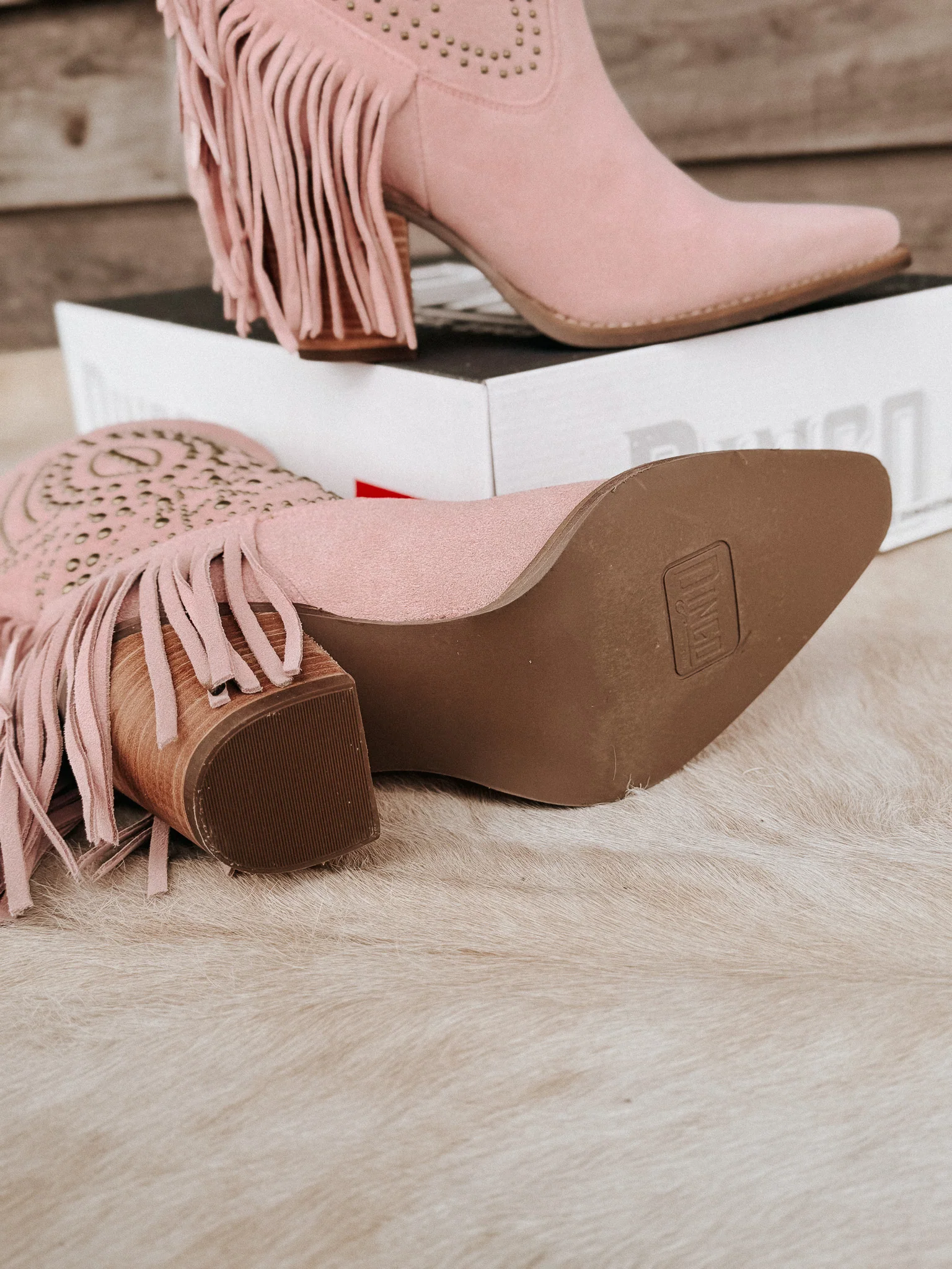 Dingo Star Power Suede Leather Booties in Pink - Image 11