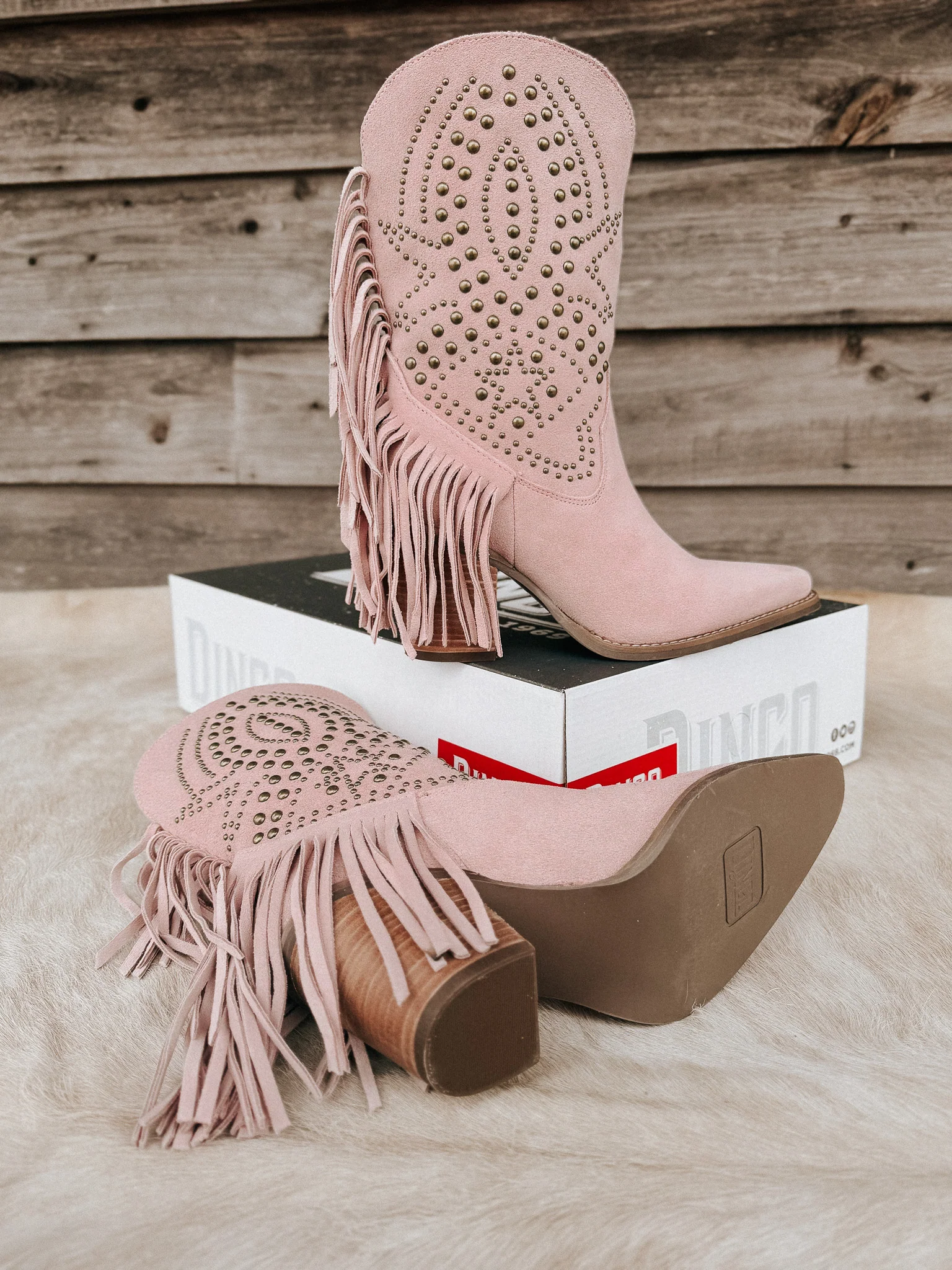 Dingo Star Power Suede Leather Booties in Pink - Image 5