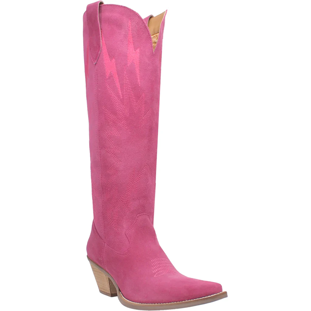 WOMEN'S DINGO THUNDER ROAD LEATHER BOOTS IN FUCHSIA - Image 4