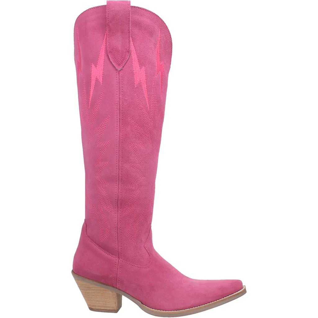 WOMEN'S DINGO THUNDER ROAD LEATHER BOOTS IN FUCHSIA - Image 5