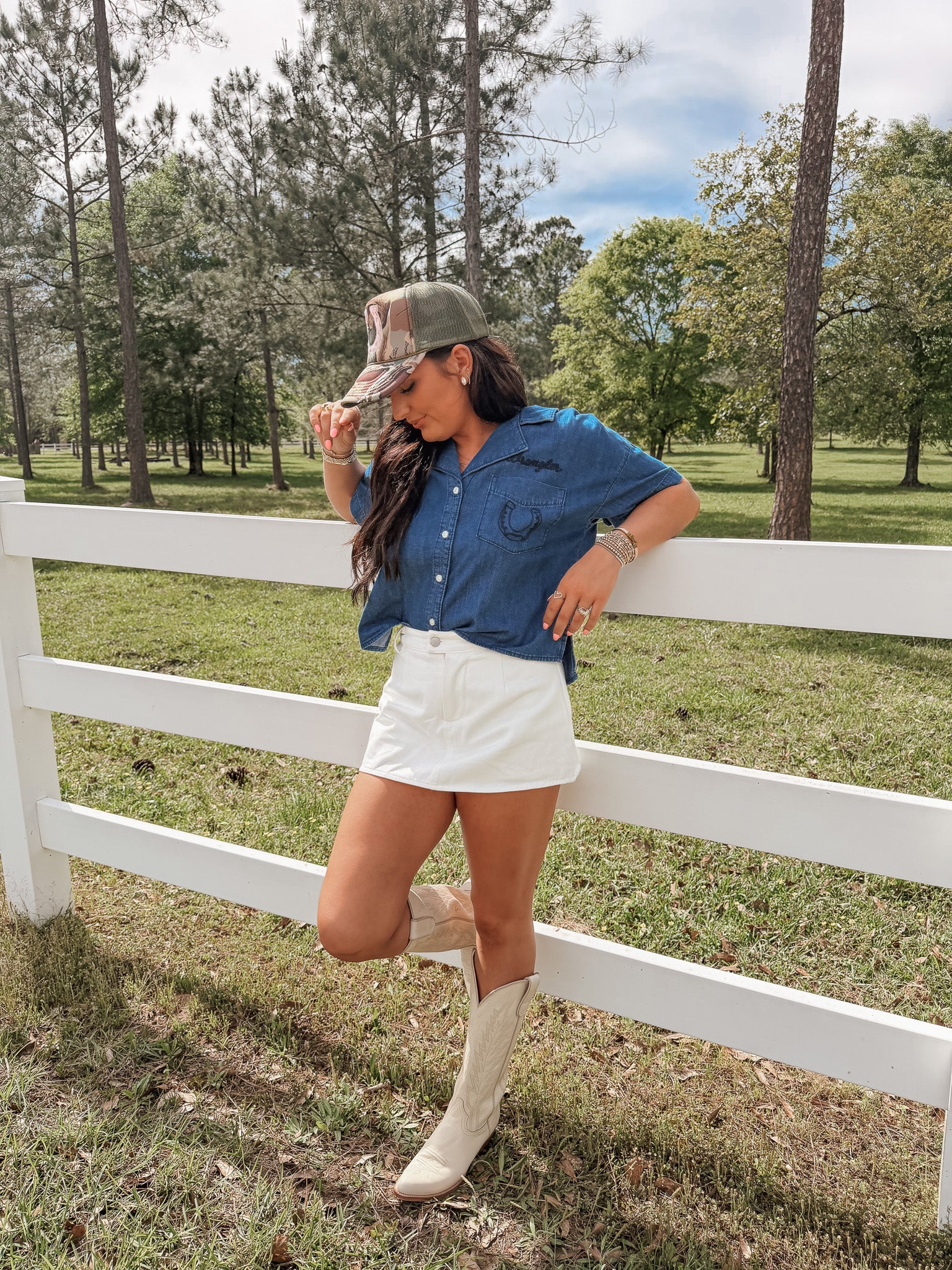 Just Call Me Later Denim Skirt in White - Image 4
