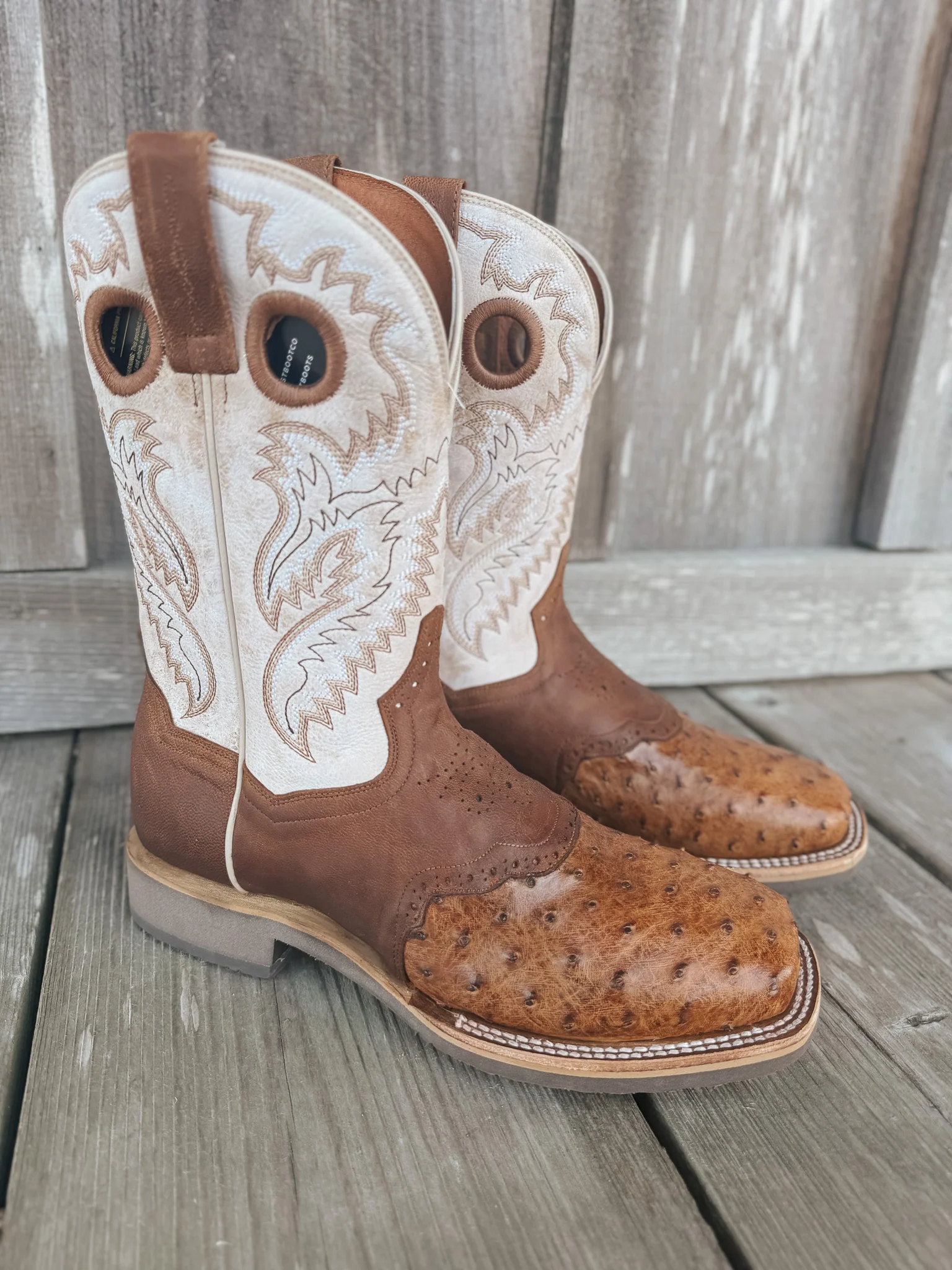 Men's Dan Post Martel Ostrich Square Toe Cowboy Boots - Image 2