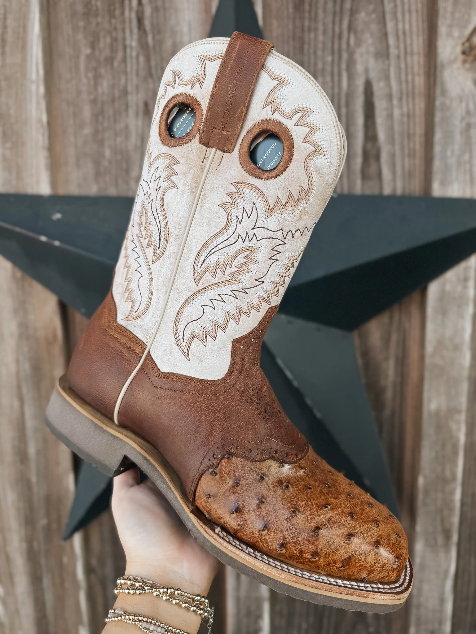 Men's Dan Post Martel Ostrich Square Toe Cowboy Boots - Image 6
