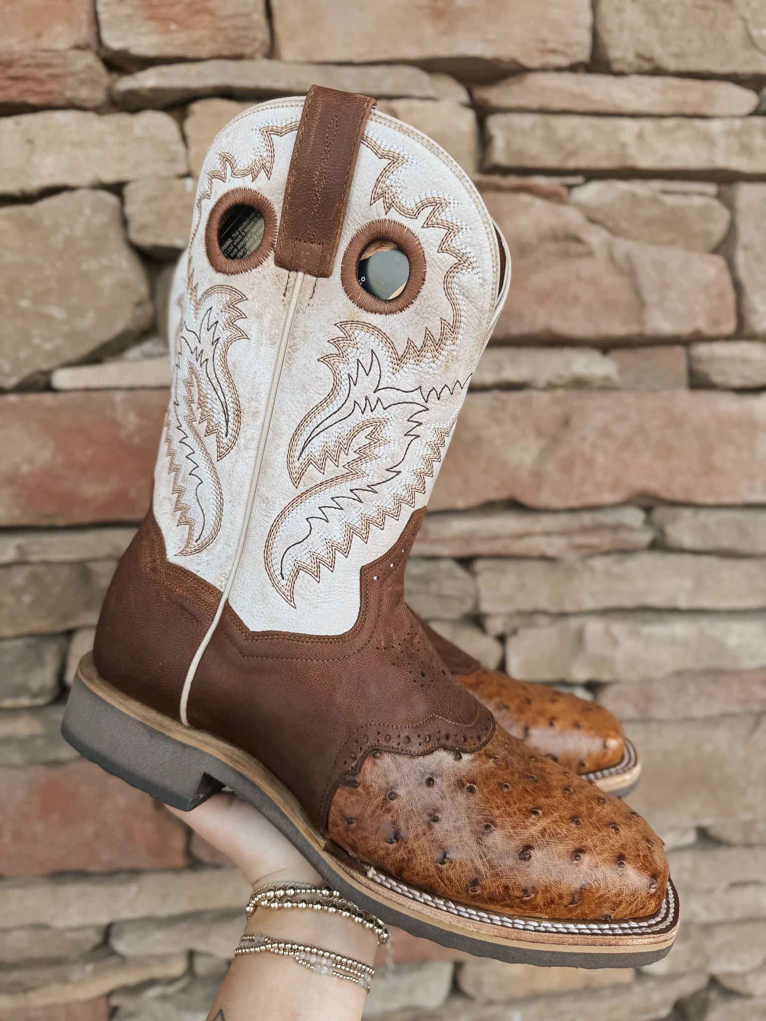 Men's Dan Post Martel Ostrich Square Toe Cowboy Boots - Image 8