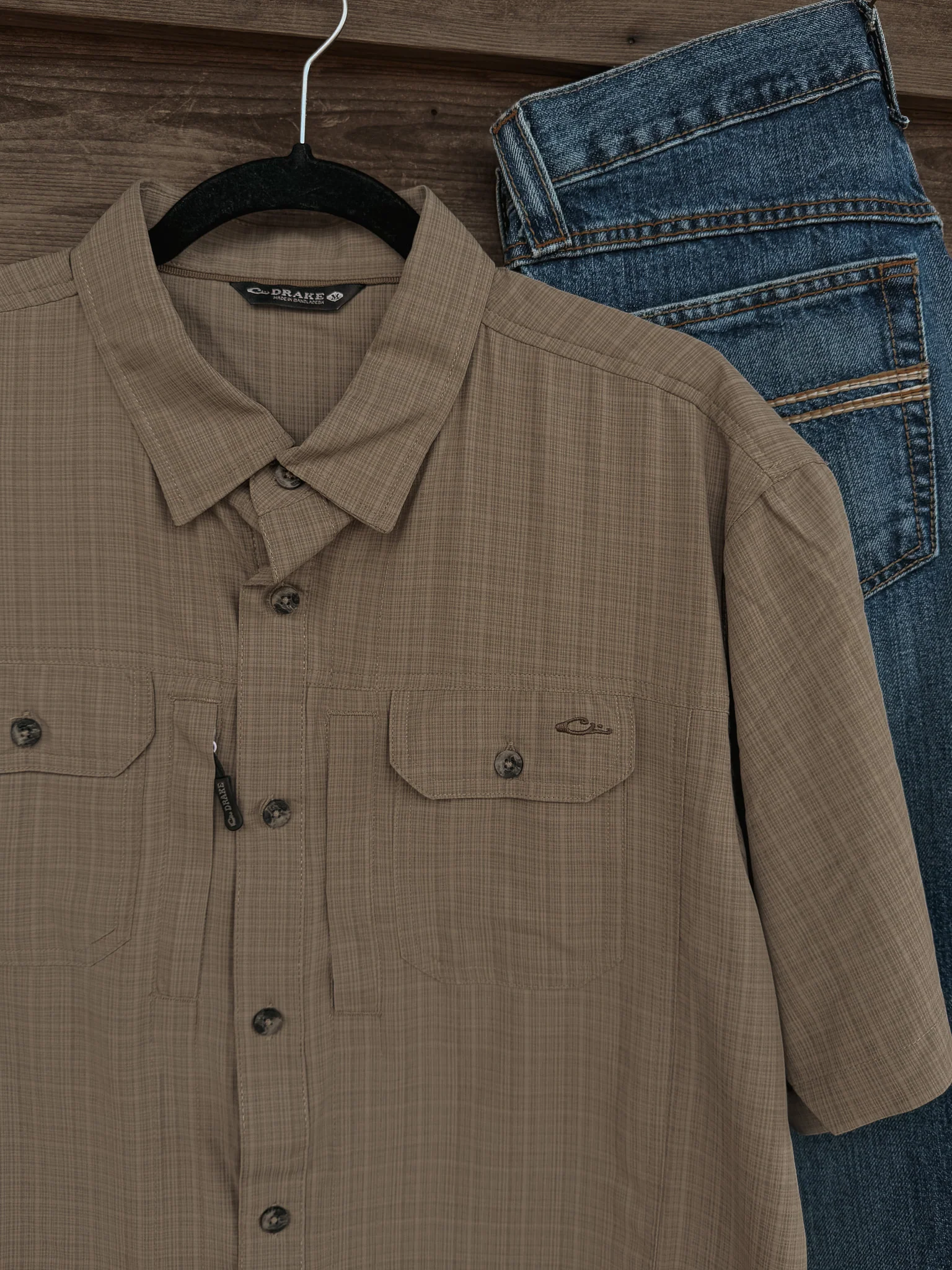 Drake Men's Wingshooter Trey Cross Hatch Short Sleeve Shirt -TWK - Image 4