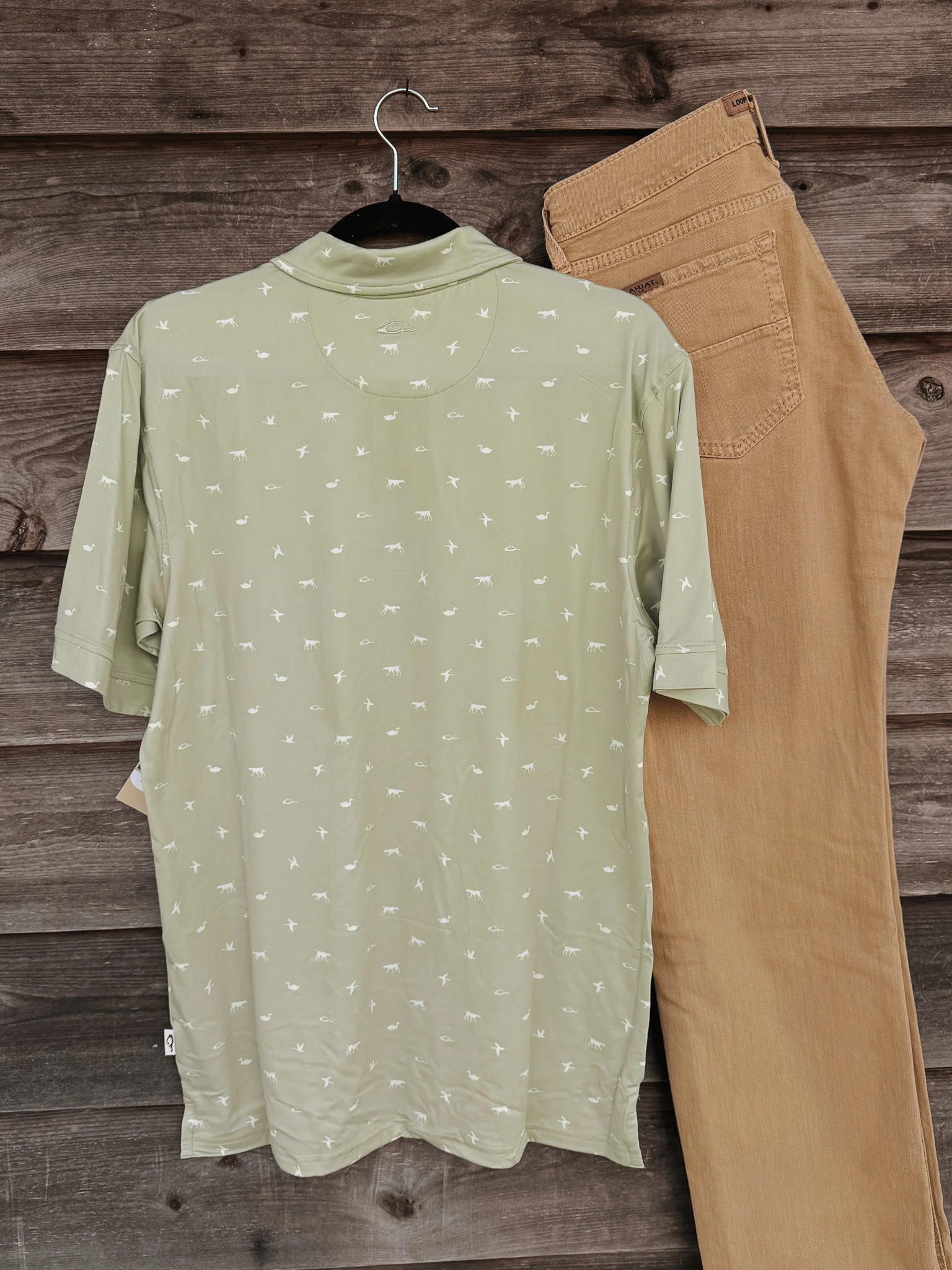 Men's Drake Performance Print Polo in Sage - Image 6