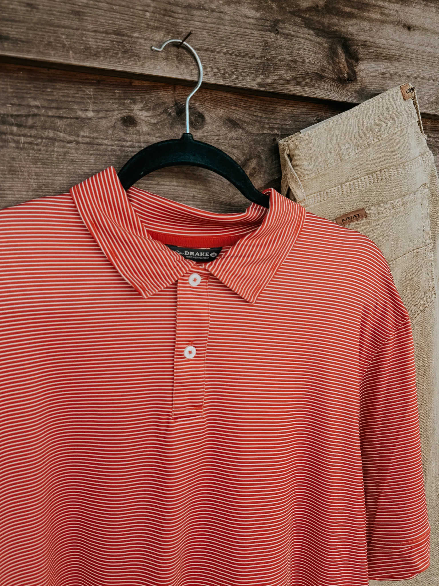Men's Drake Performance Chalk Striped Polo in Baked Apple - Image 4