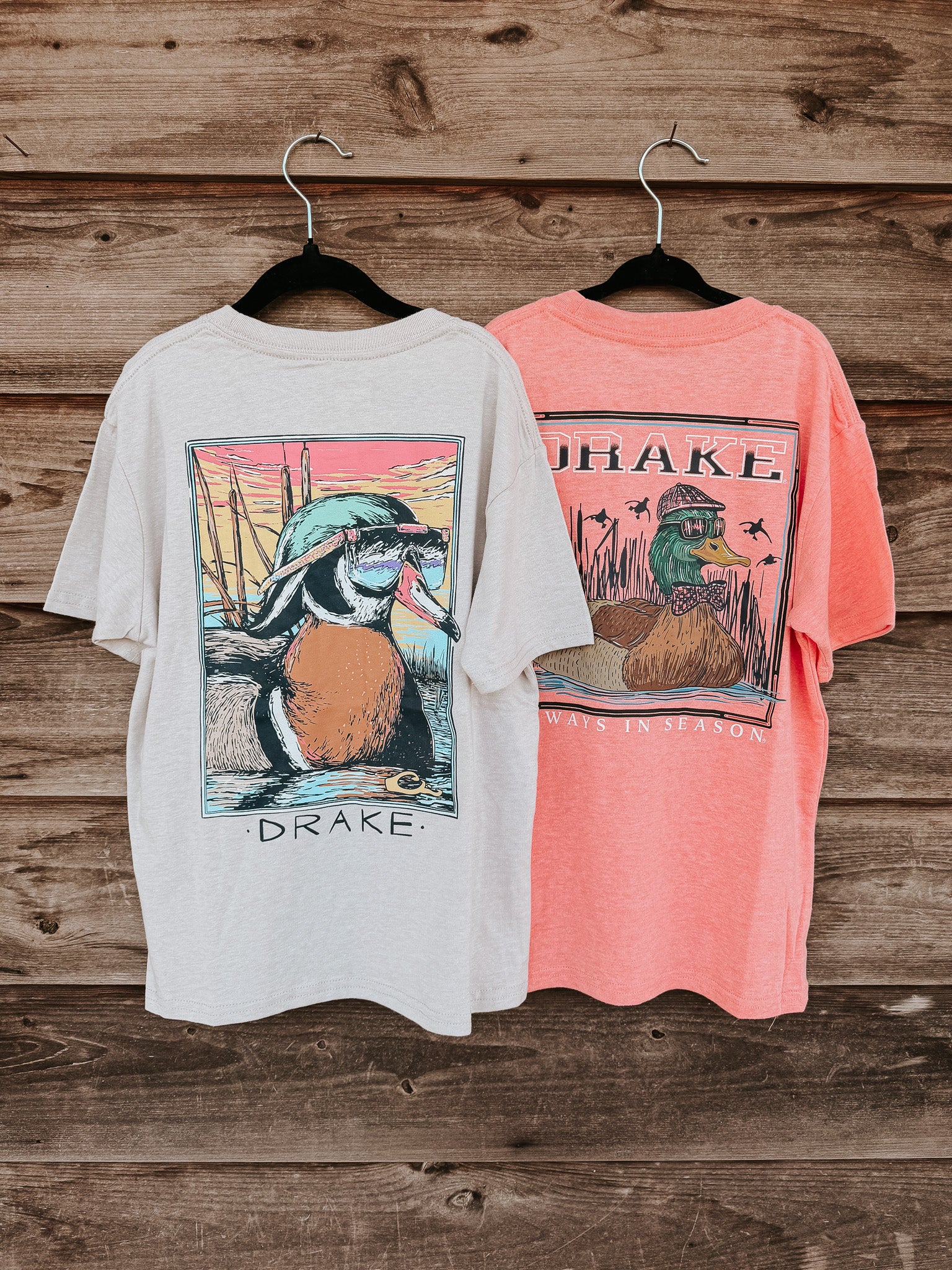 Drake Youth Bow Tie Duck T-Shirt in Peach - Image 5