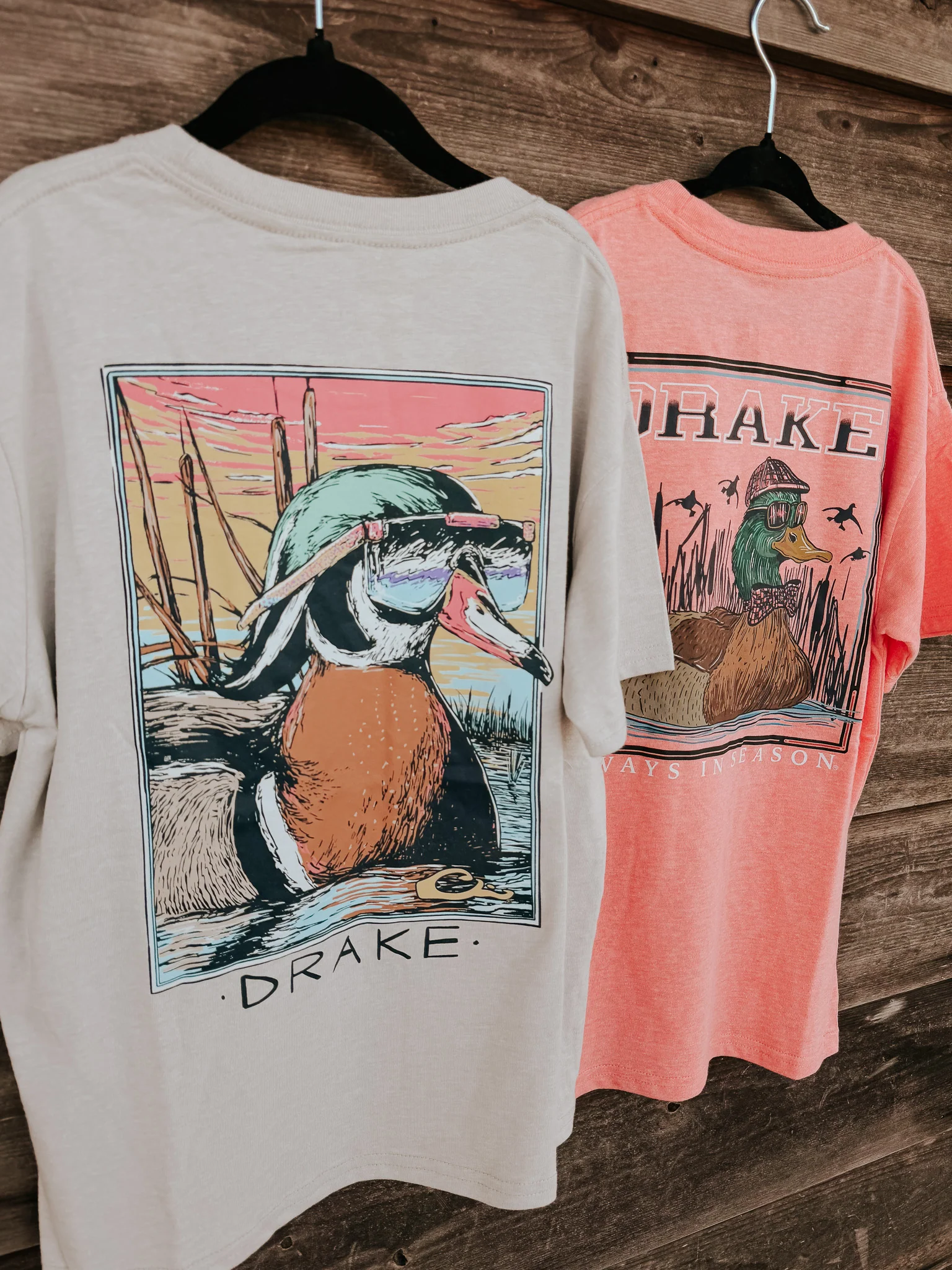 Drake Youth Bow Tie Duck T-Shirt in Peach - Image 6