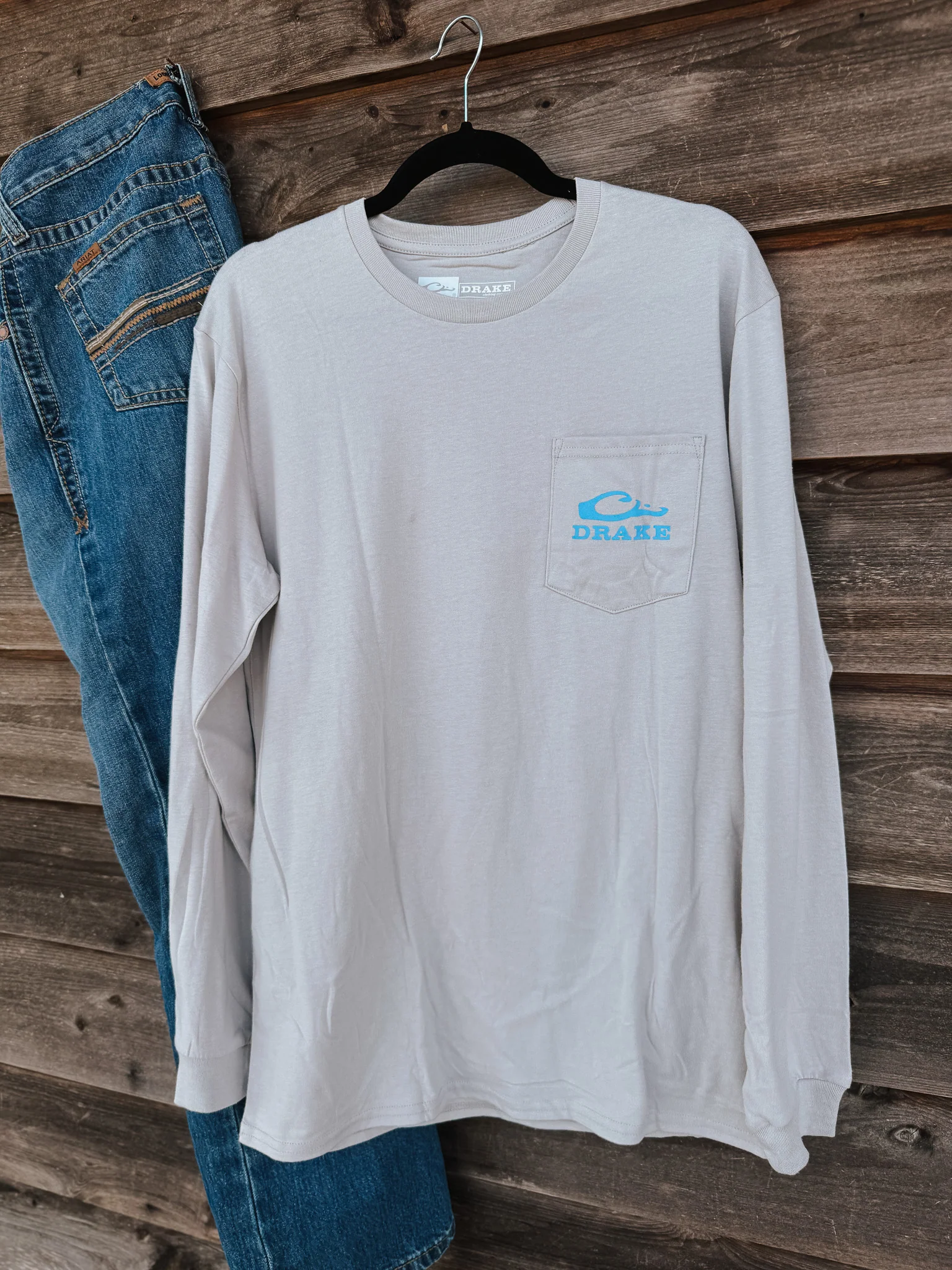 Men's Drake Retro Wood Duck Long Sleeve T-Shirt in Wind Chime - Image 2