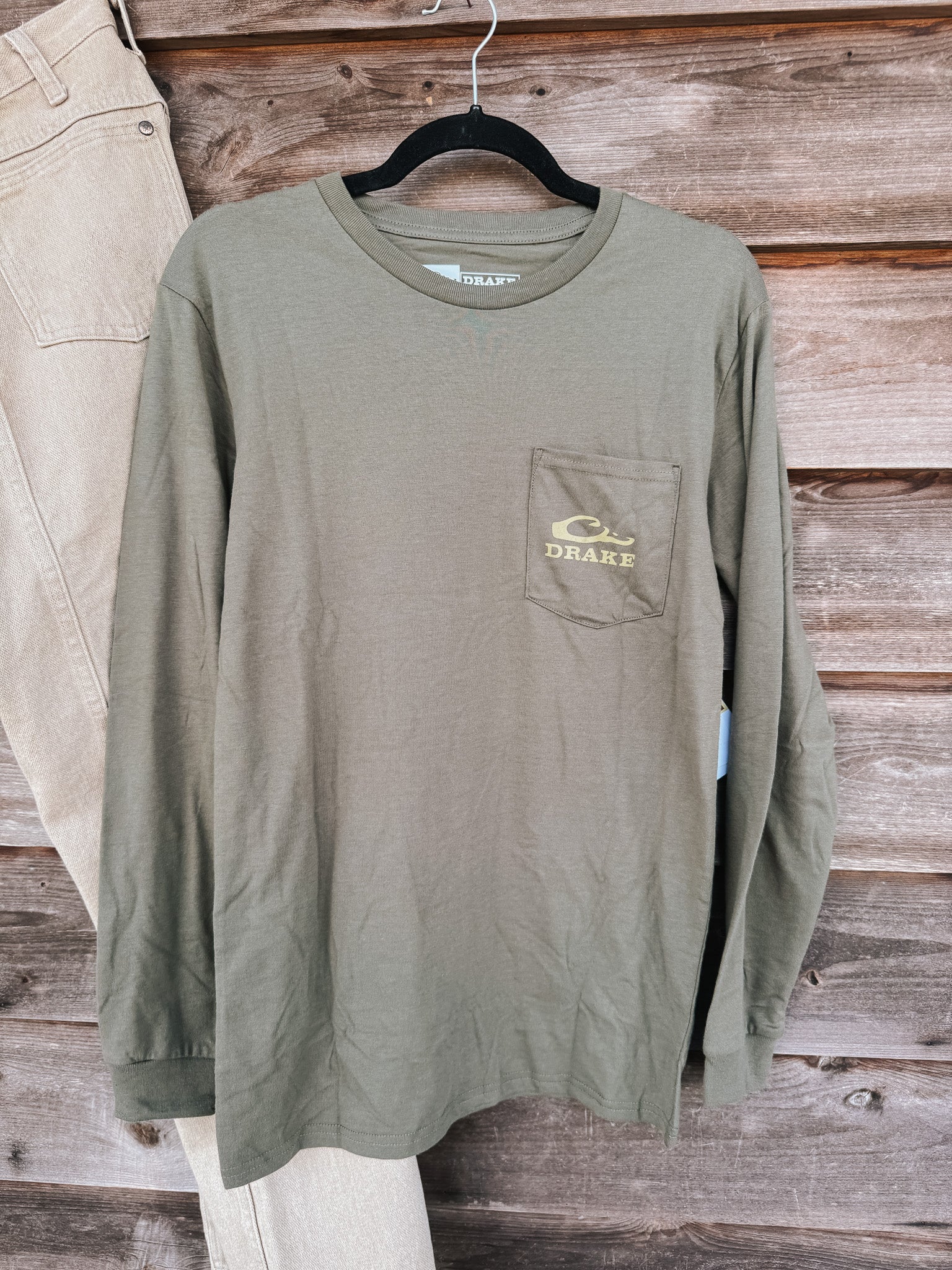 Men's Drake Circle Mallard Long Sleeve T-Shirt in Olive - Image 2