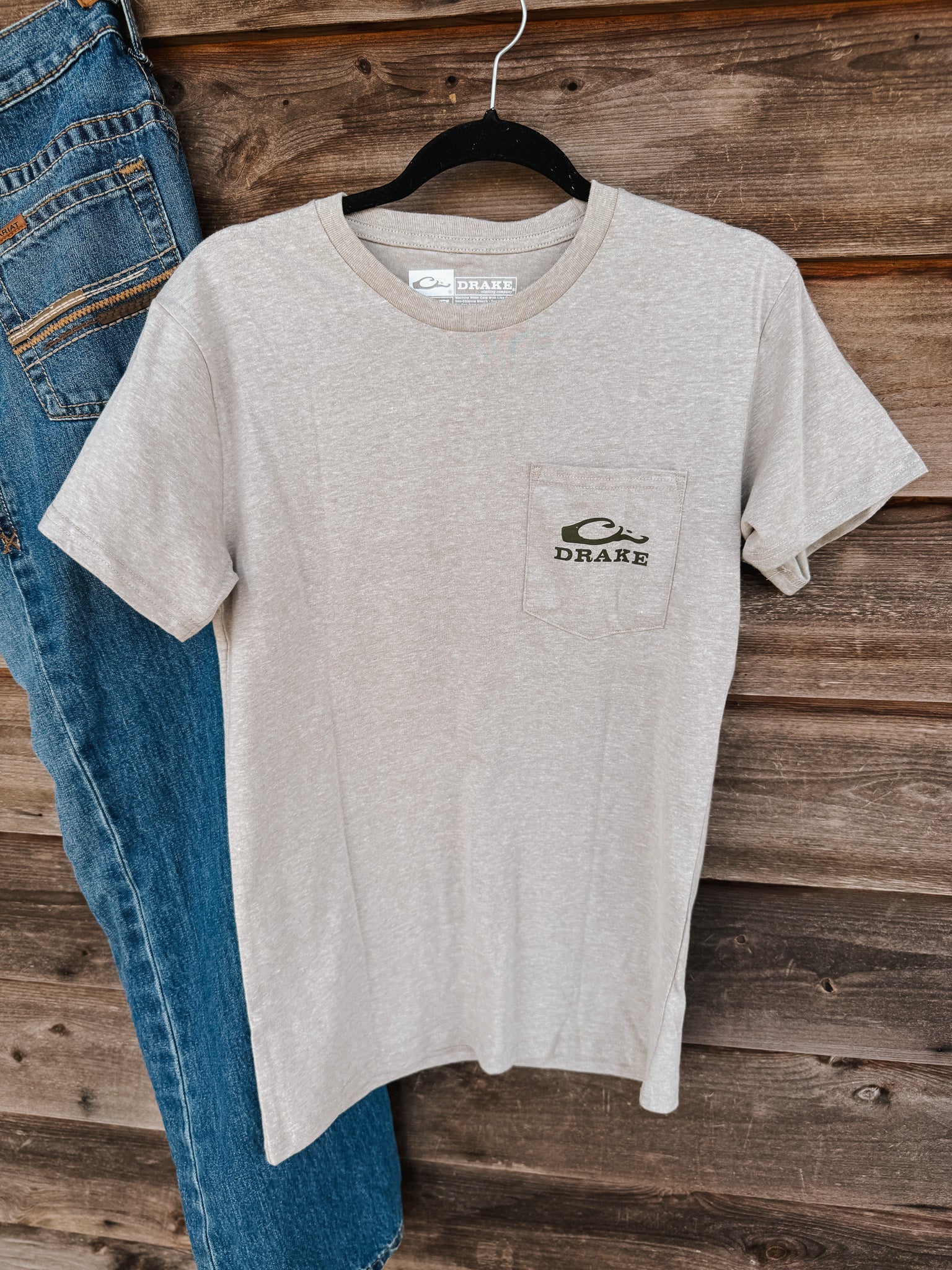 Men's Drake Old School Lab T-Shirt in Fossil Heather - Image 2