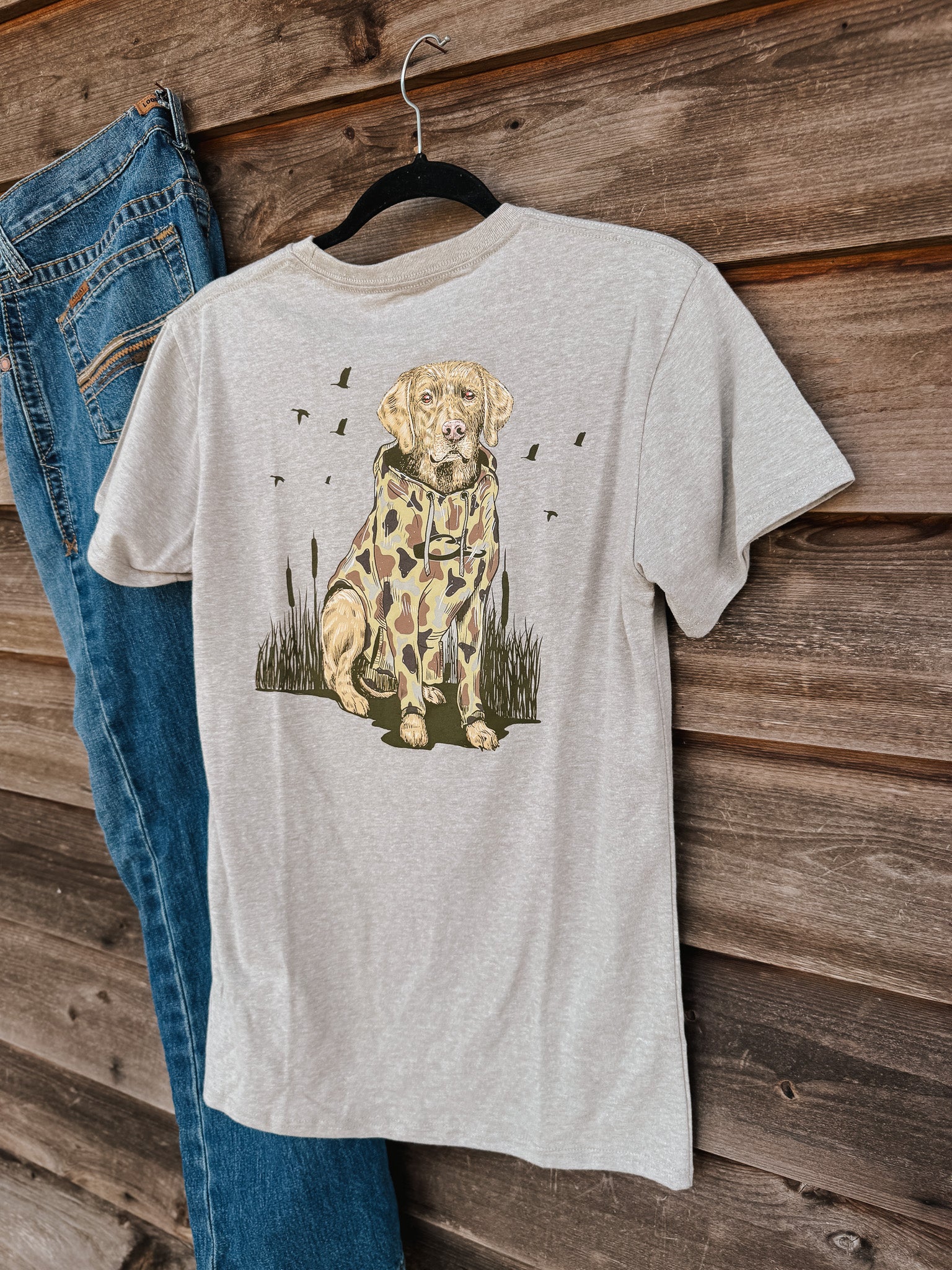 Men's Drake Old School Lab T-Shirt in Fossil Heather - Image 4