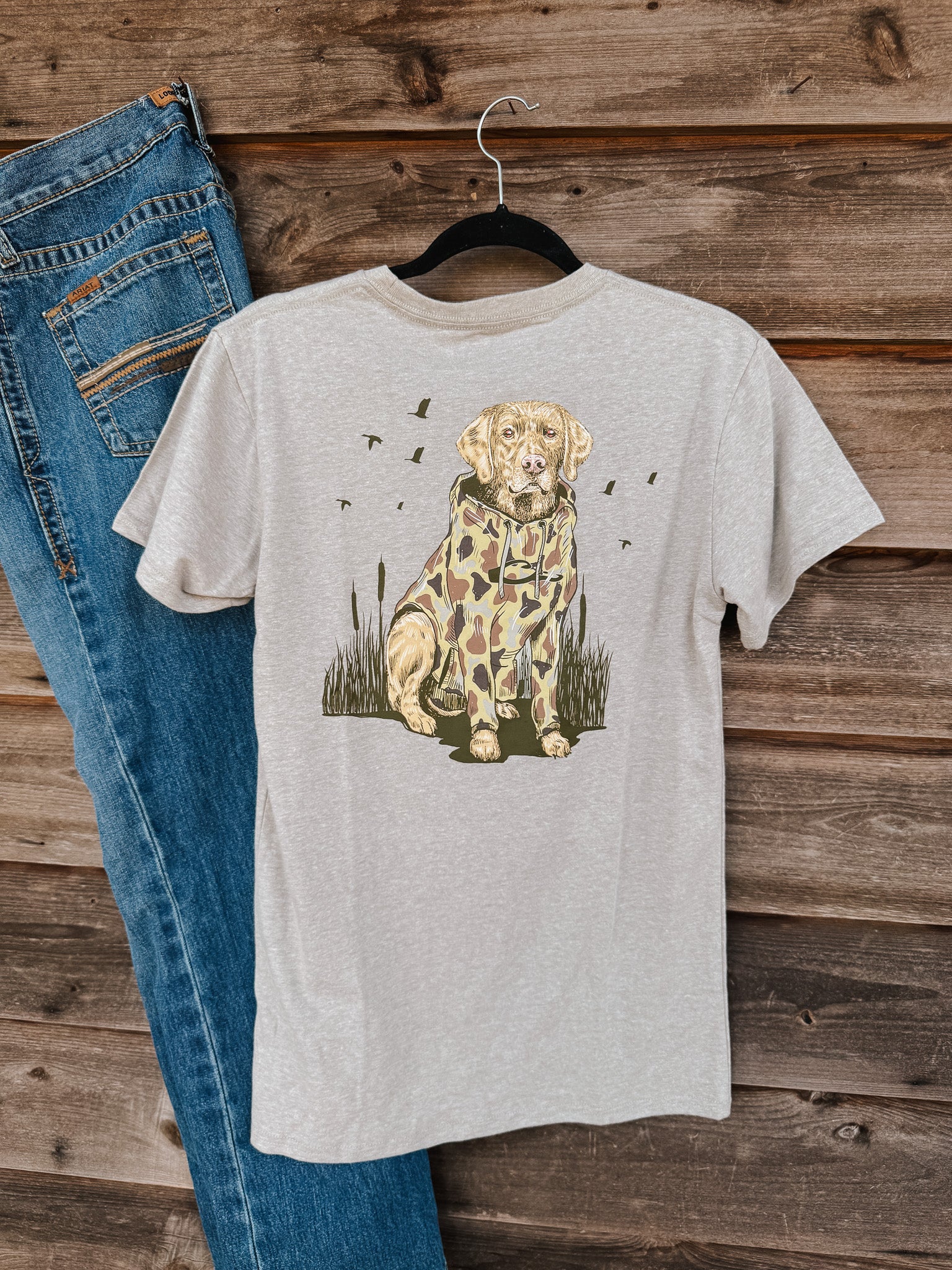 Men's Drake Old School Lab T-Shirt in Fossil Heather - Image 5