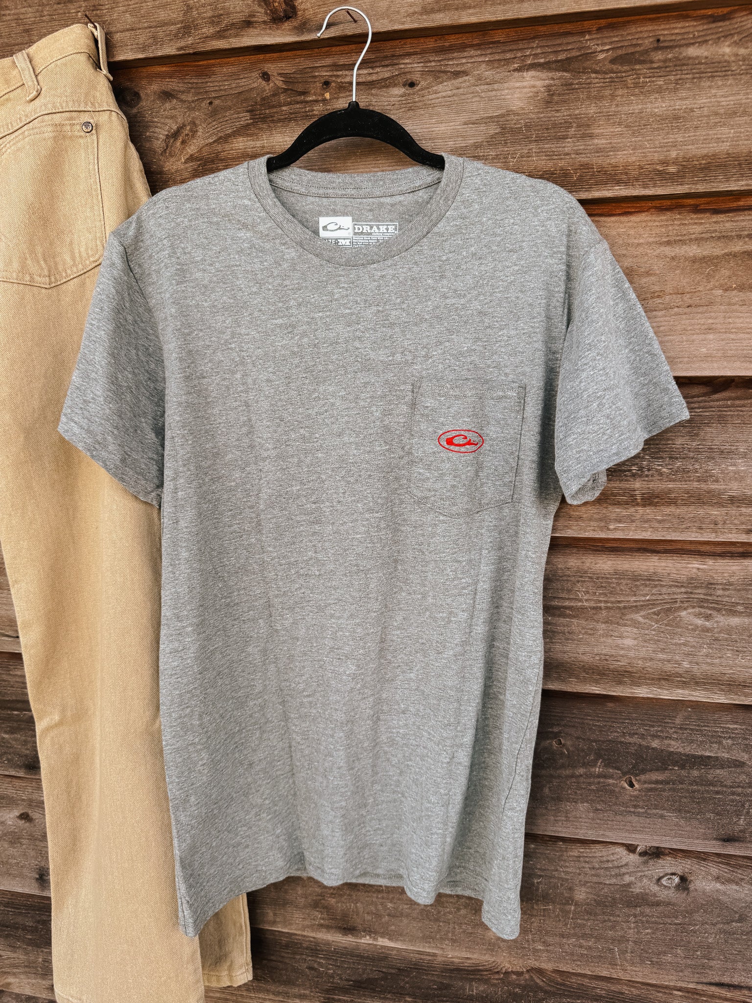 Men's Drake Bandana Lab Flag T-Shirt in Graphite Heather - Image 2