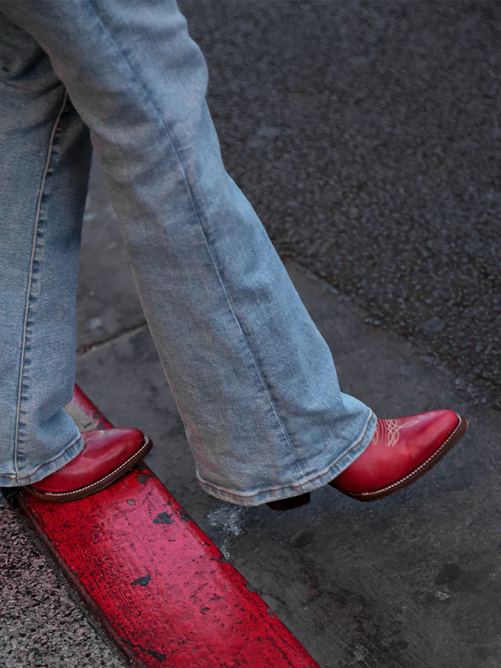 Women's Corral Embroidery Red Tall Top Snip Toe Boot - Image 4