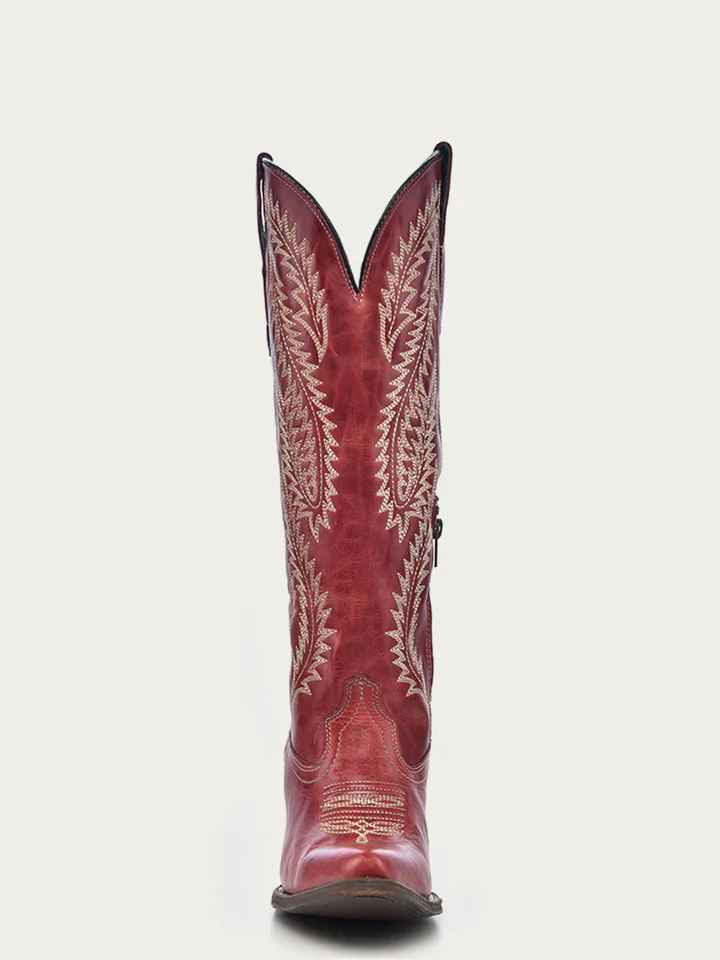 Women's Corral Embroidery Red Tall Top Snip Toe Boot - Image 6