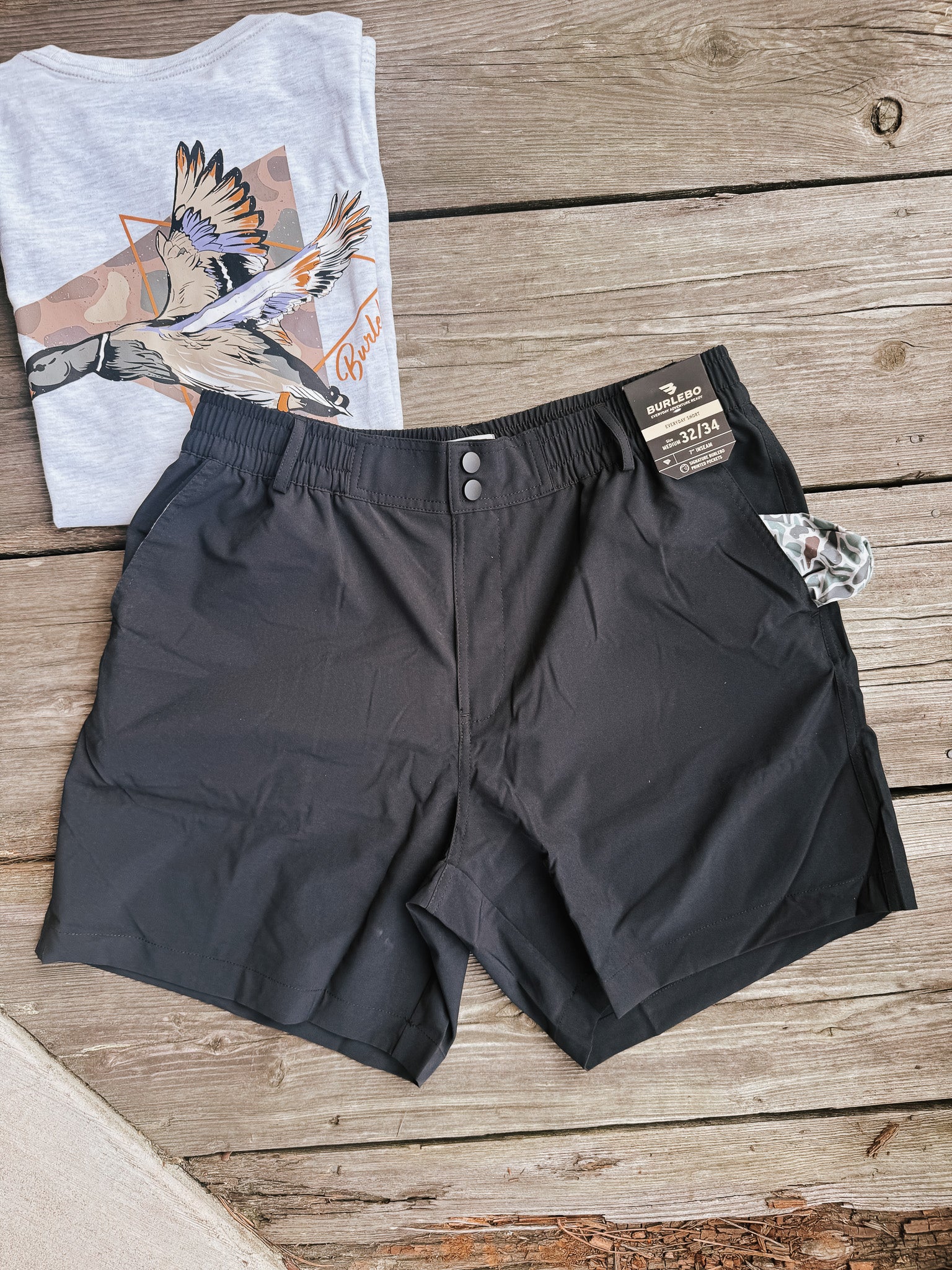 Men's Burlebo 5.5" Everyday Shorts - Matte Black - Camo Pockets - Image 3