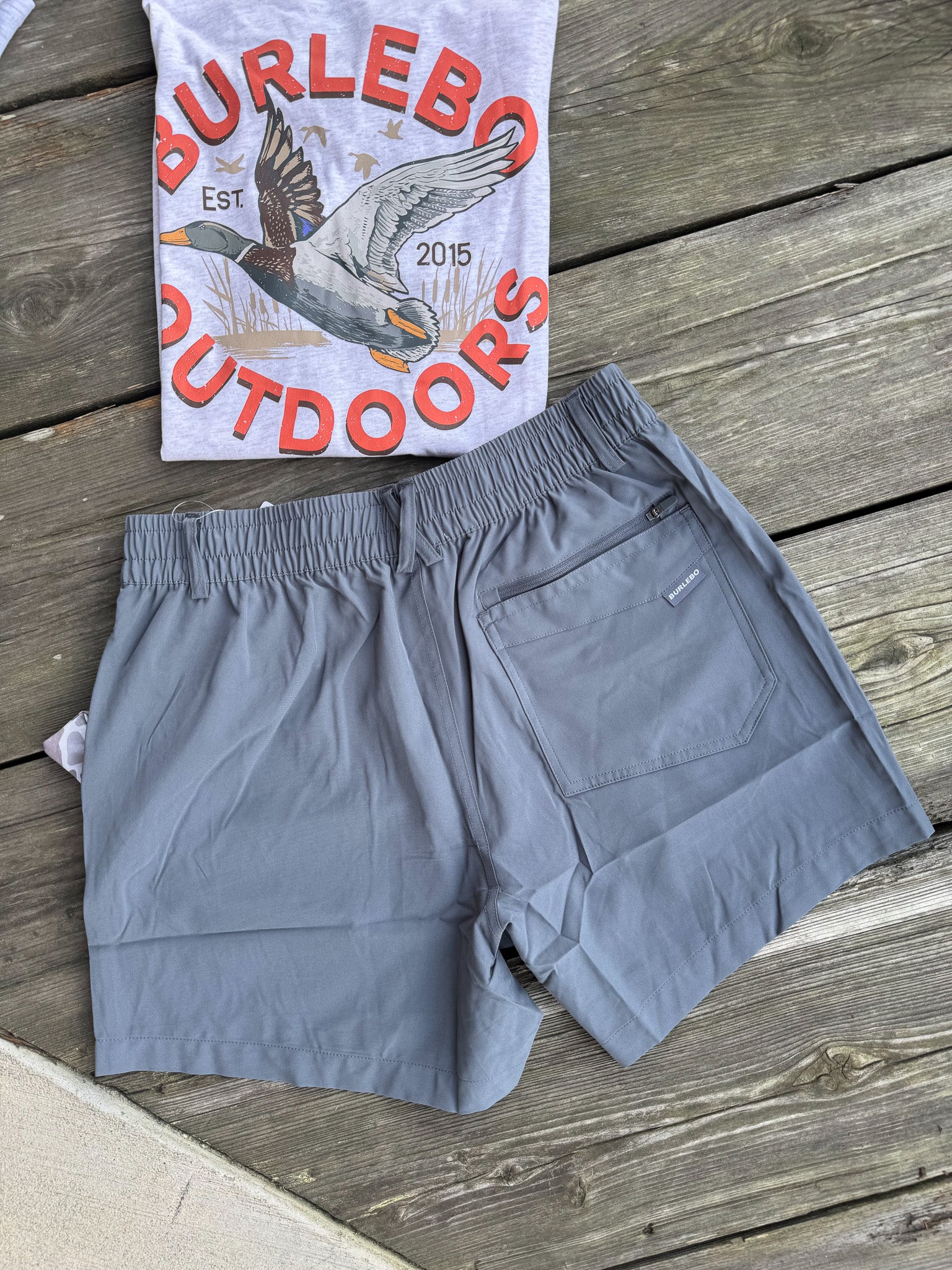 Men's Burlebo 5.5" Everyday Short - River Rock Grey - Classic Deer Camo Pocket - Image 9