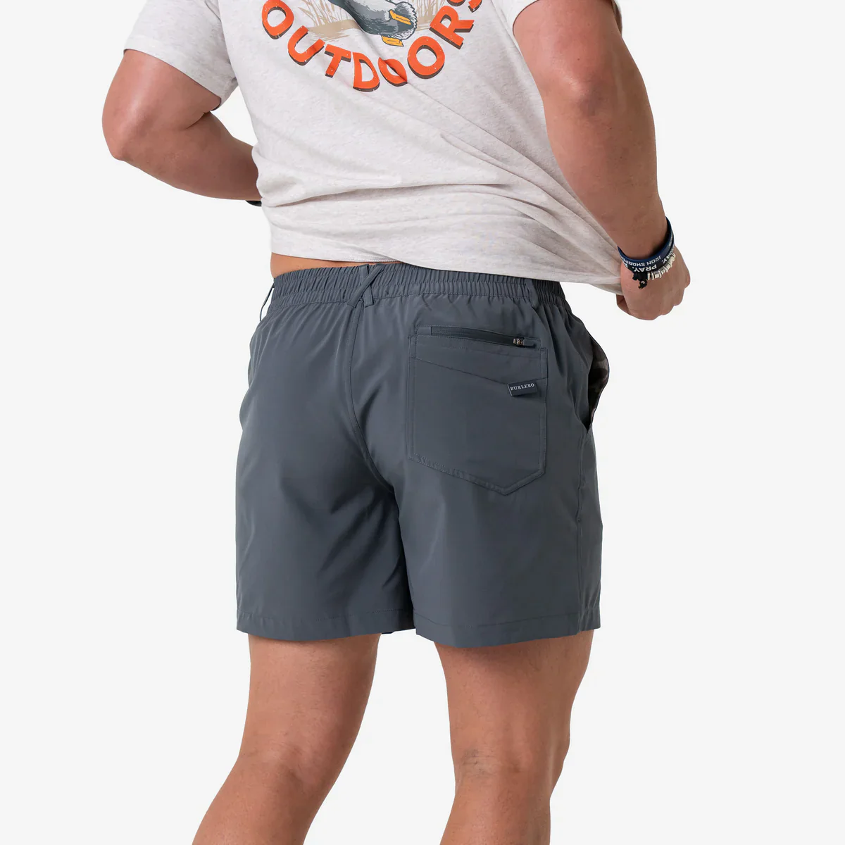 Men's Burlebo 5.5" Everyday Short - River Rock Grey - Classic Deer Camo Pocket - Image 4