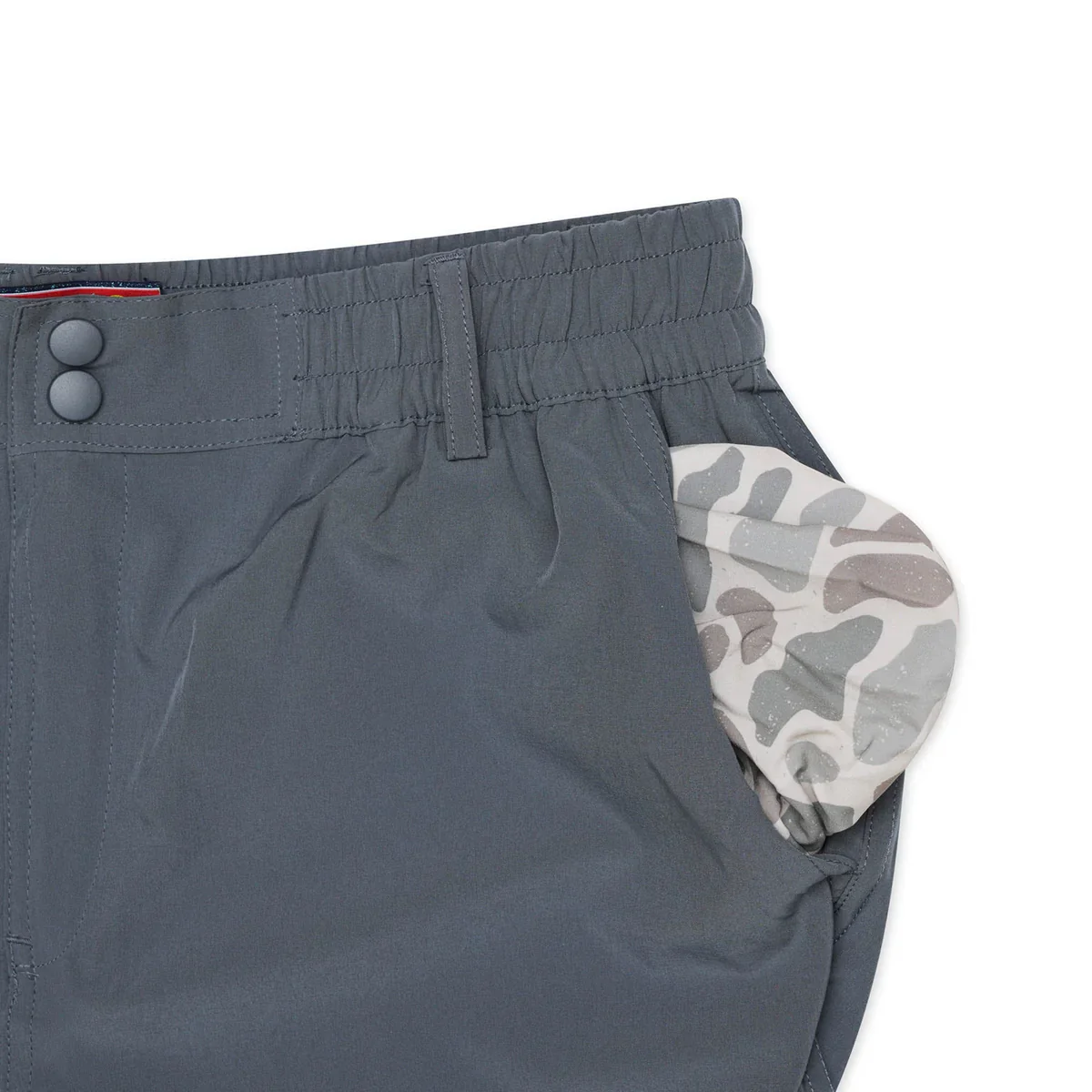Men's Burlebo 5.5" Everyday Short - River Rock Grey - Classic Deer Camo Pocket - Image 5