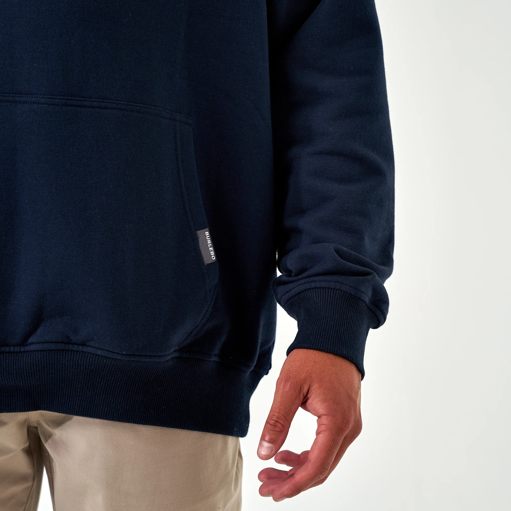 Men's Burlebo Fleece Hoodie - Old School Duck Hunt - Navy - Image 4