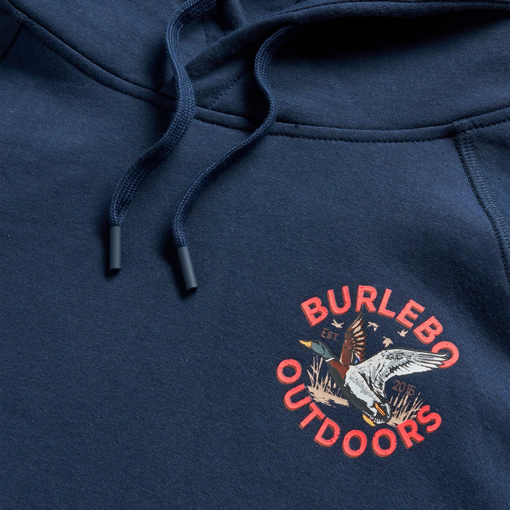 Men's Burlebo Fleece Hoodie - Old School Duck Hunt - Navy - Image 5