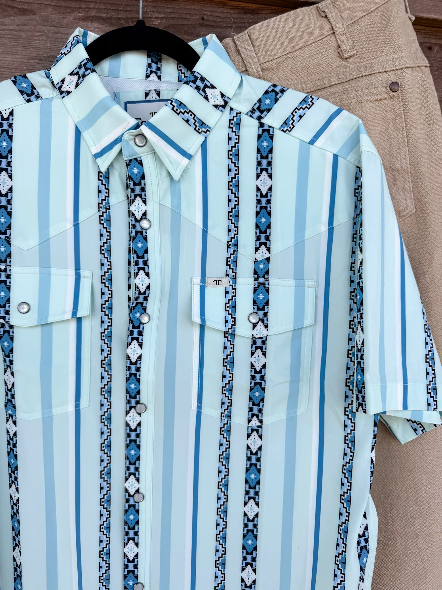 Ferrell The Post in Blue - Short Sleeve Snap Shirt - Image 5