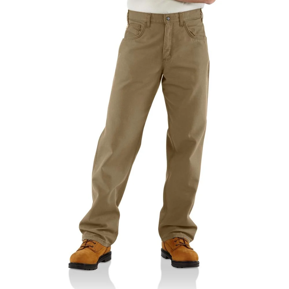 Men's Carhartt FR Midweight Canvas Loose Fit Pants in Golden Khaki - Image 2