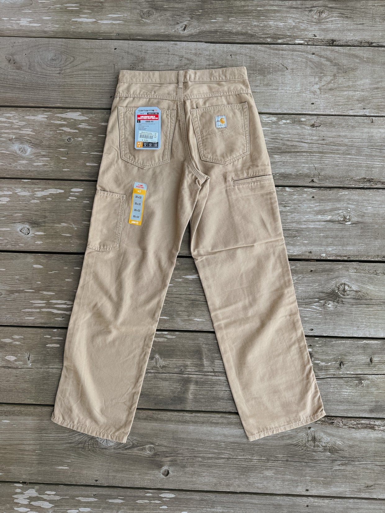 Men's Carhartt FR Midweight Canvas Loose Fit Pants in Golden Khaki - Image 4