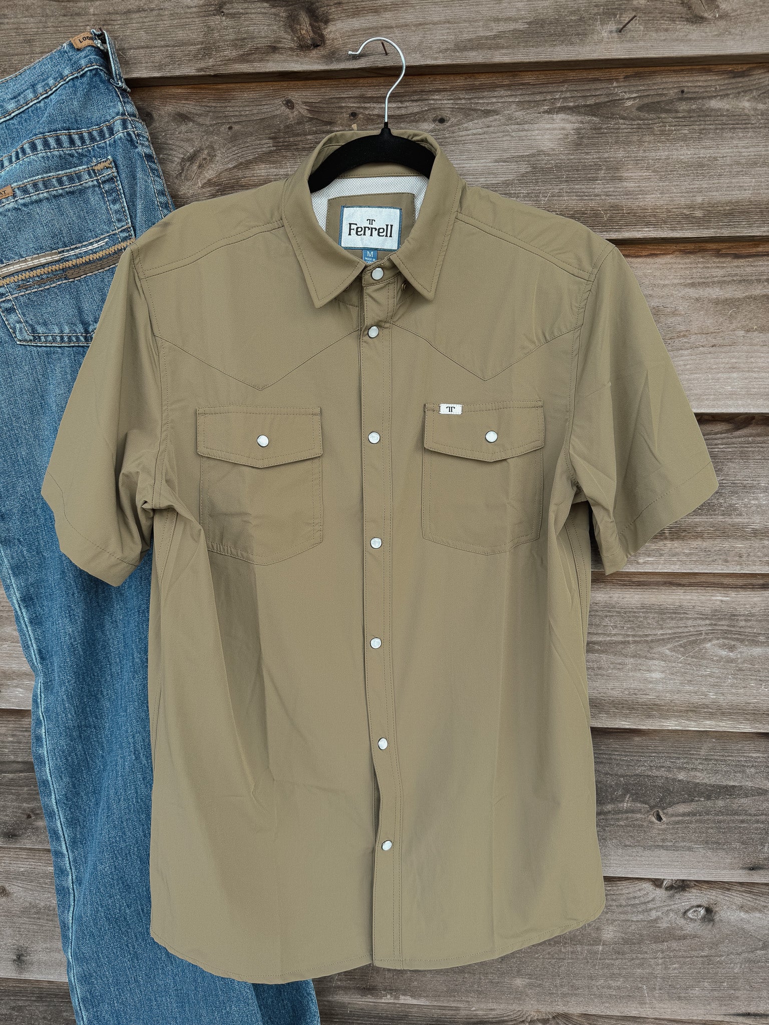 Men's Ferrell CORE - Khaki Short Sleeve Snap Shirt - Image 6