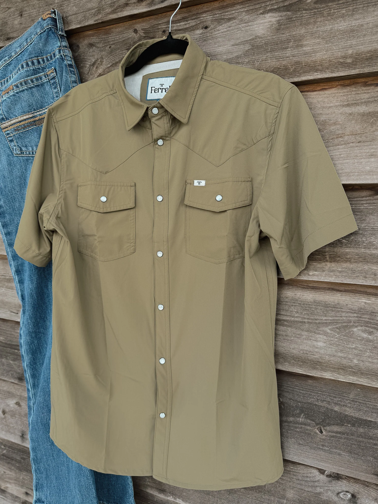 Men's Ferrell CORE - Khaki Short Sleeve Snap Shirt - Image 7