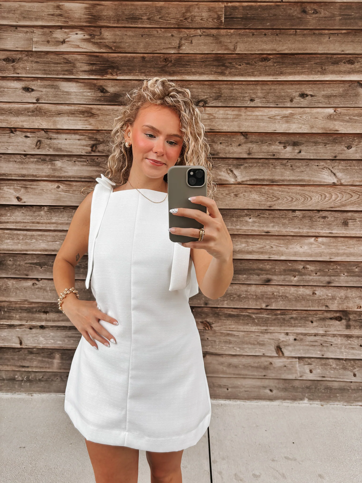 Tie It Pretty Mini Dress in White - Image 2
