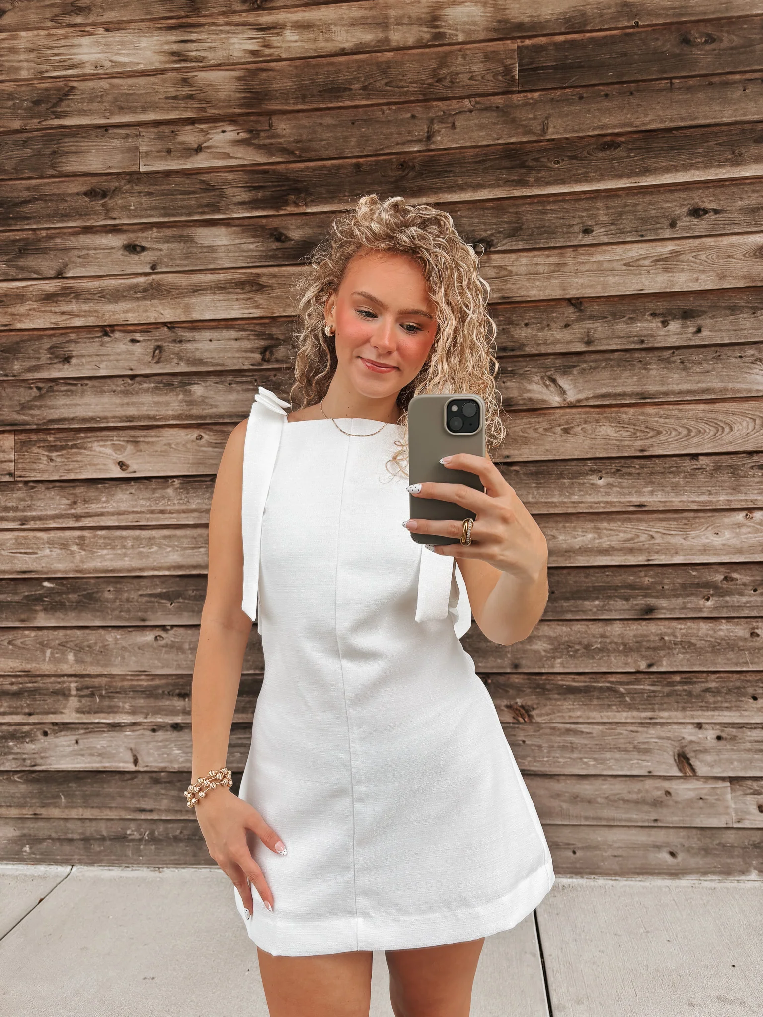 Tie It Pretty Mini Dress in White - Image 4