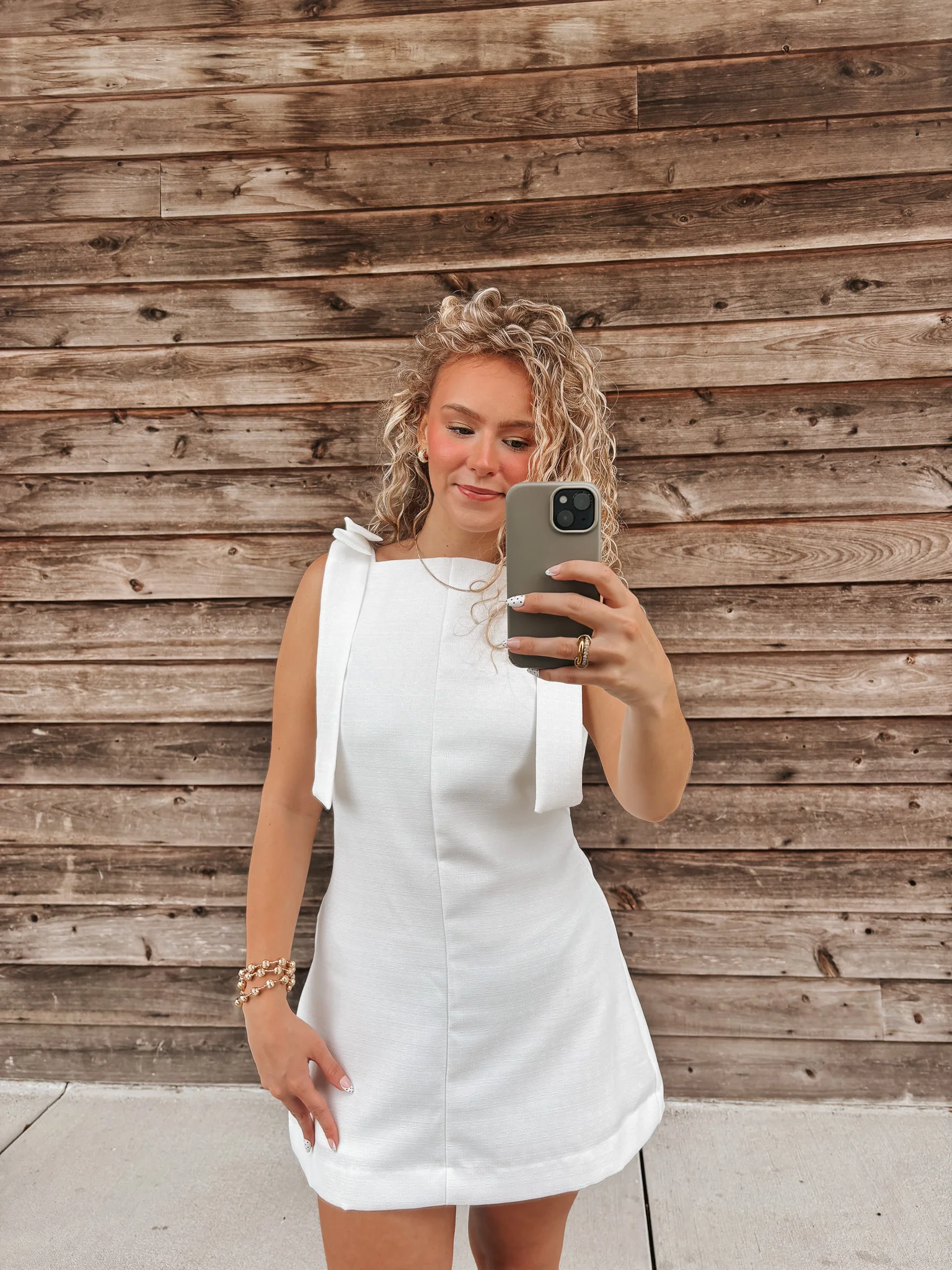 Tie It Pretty Mini Dress in White - Image 5