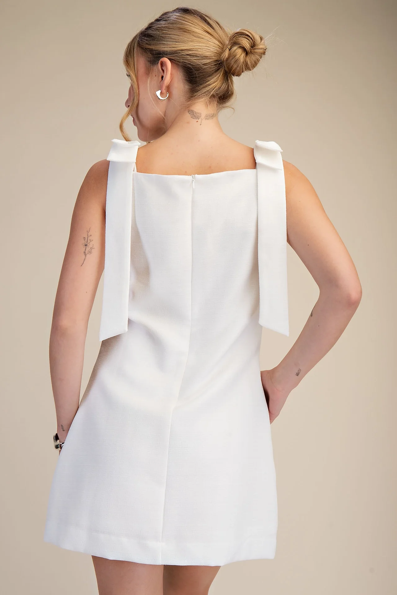 Tie It Pretty Mini Dress in White - Image 8