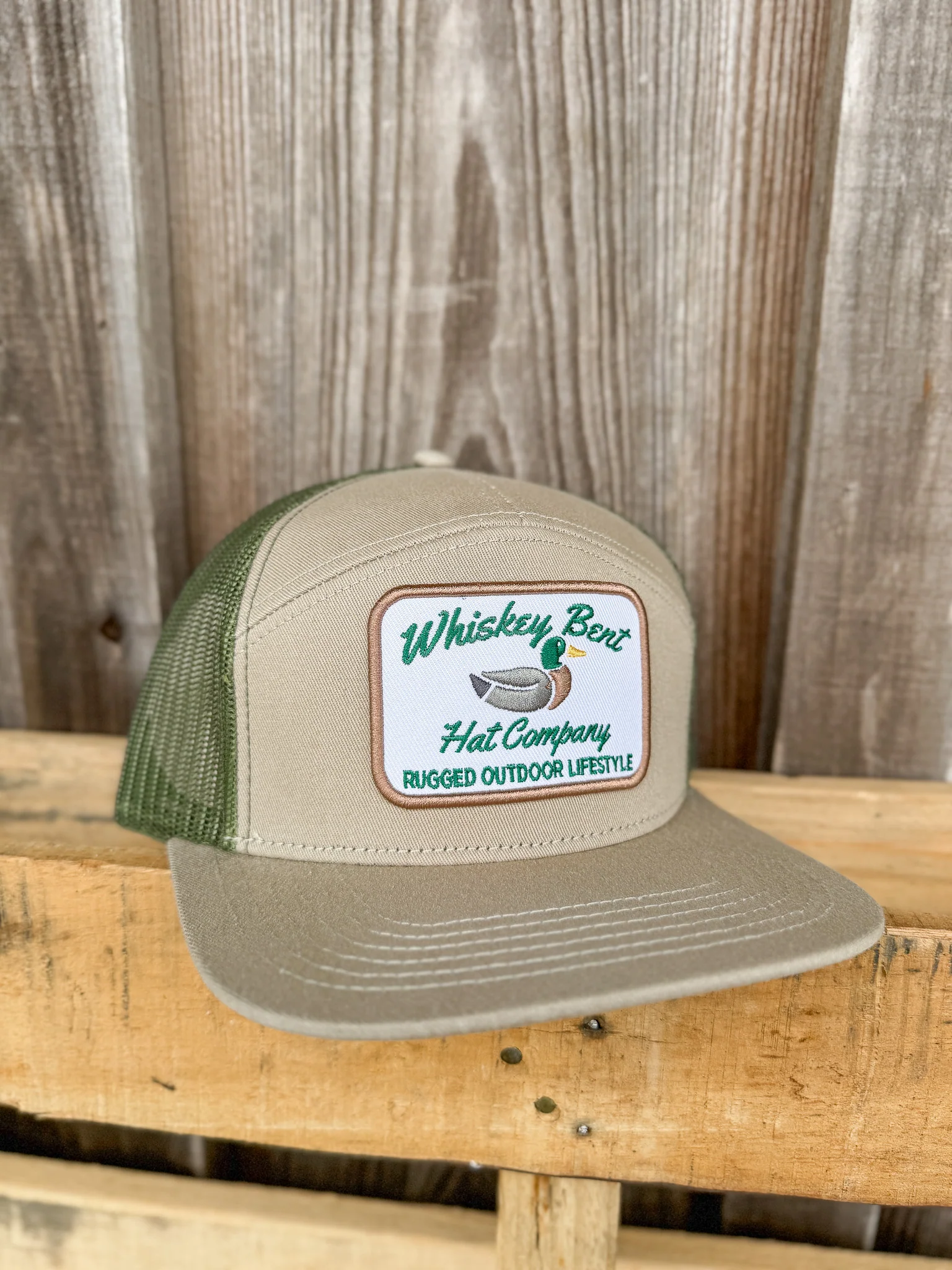 Whiskey Bent Hat Co. Green Head 7-Panel Cap - Khaki/Green - Image 2