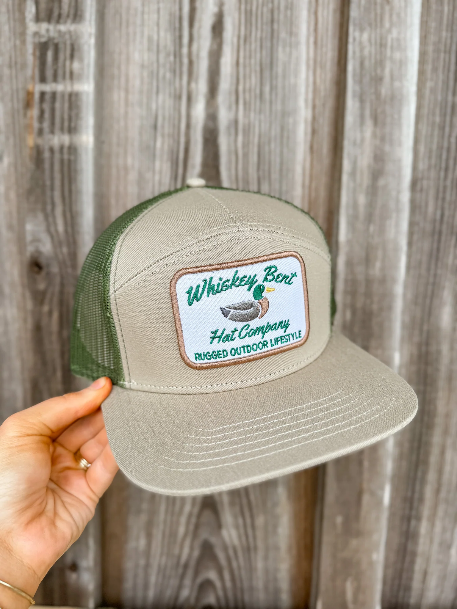 Whiskey Bent Hat Co. Green Head 7-Panel Cap - Khaki/Green - Image 4