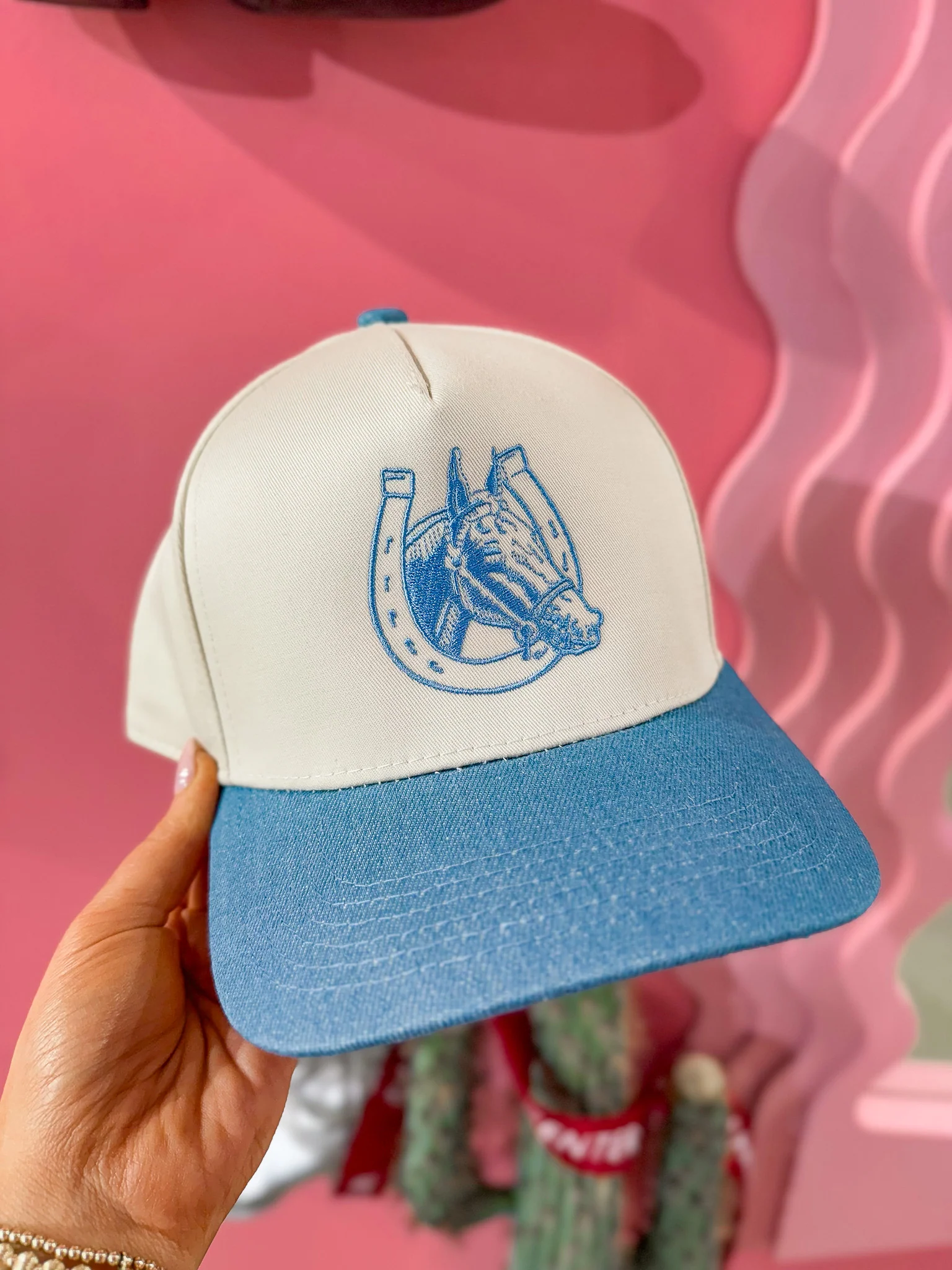 Horseshoe Denim Cap - Image 3