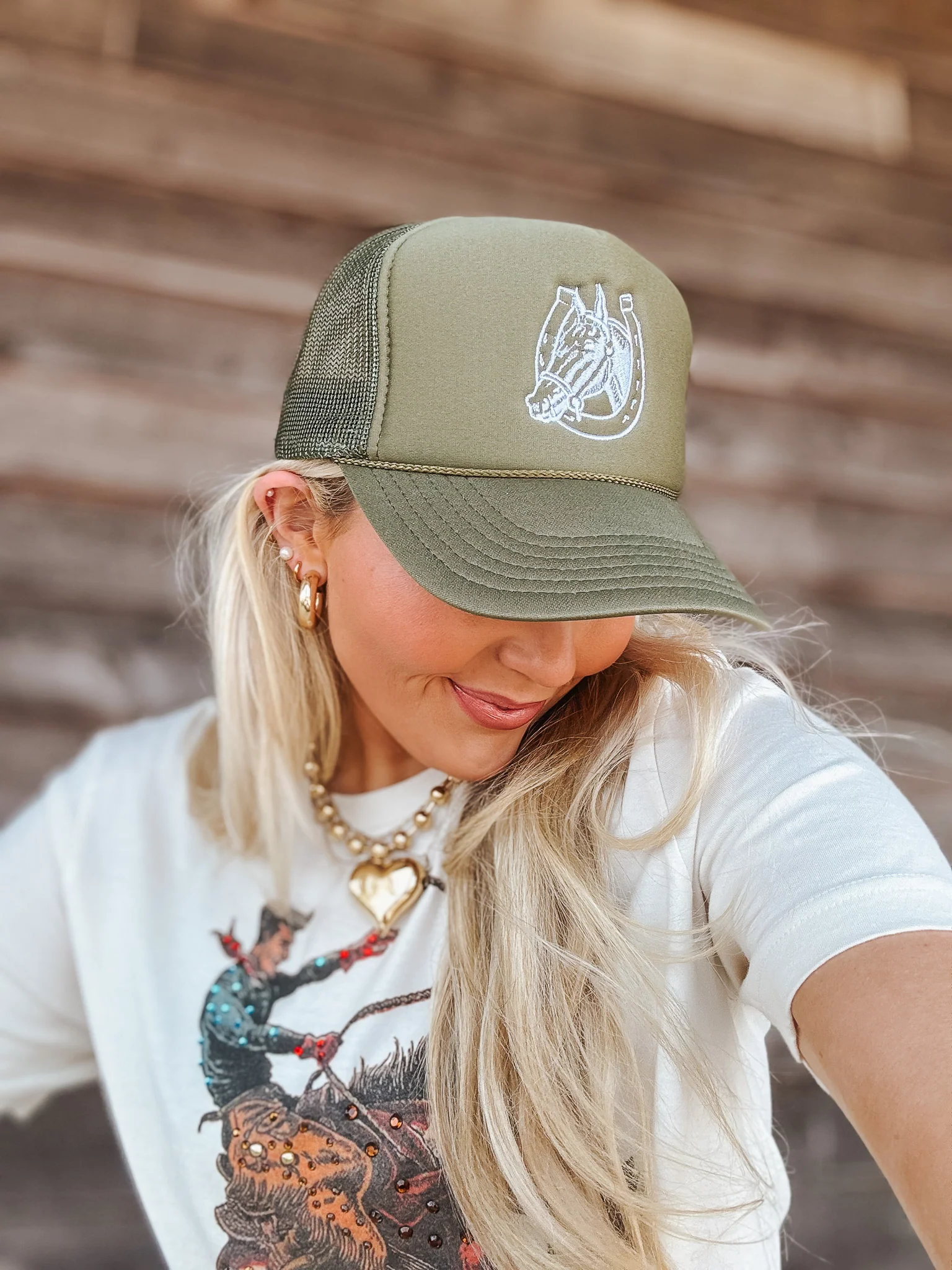 Horseshoe Olive Trucker Hat - Image 5